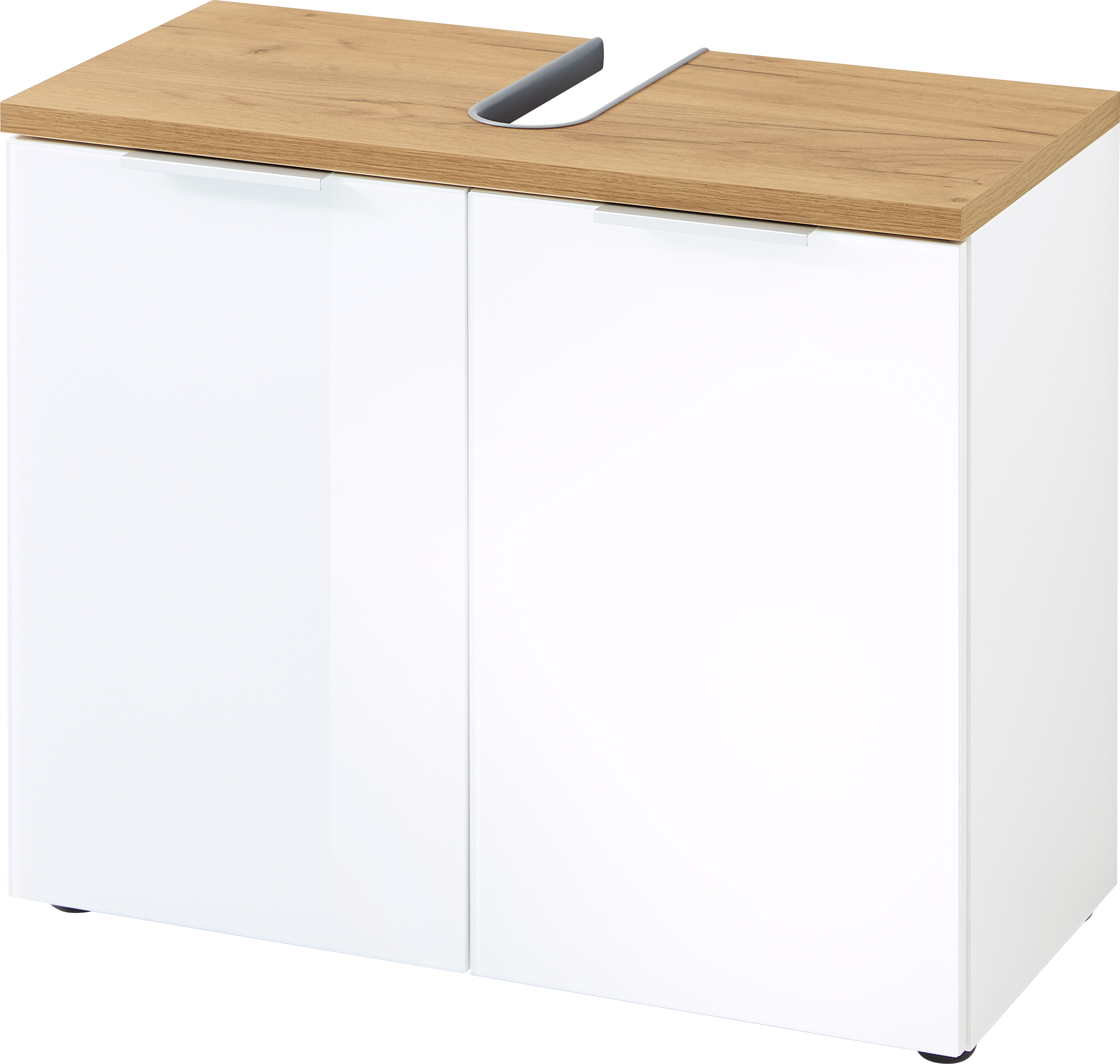 Meuble sous lavabo Sepp avec 2 portes - blanc/chêne - Image 4