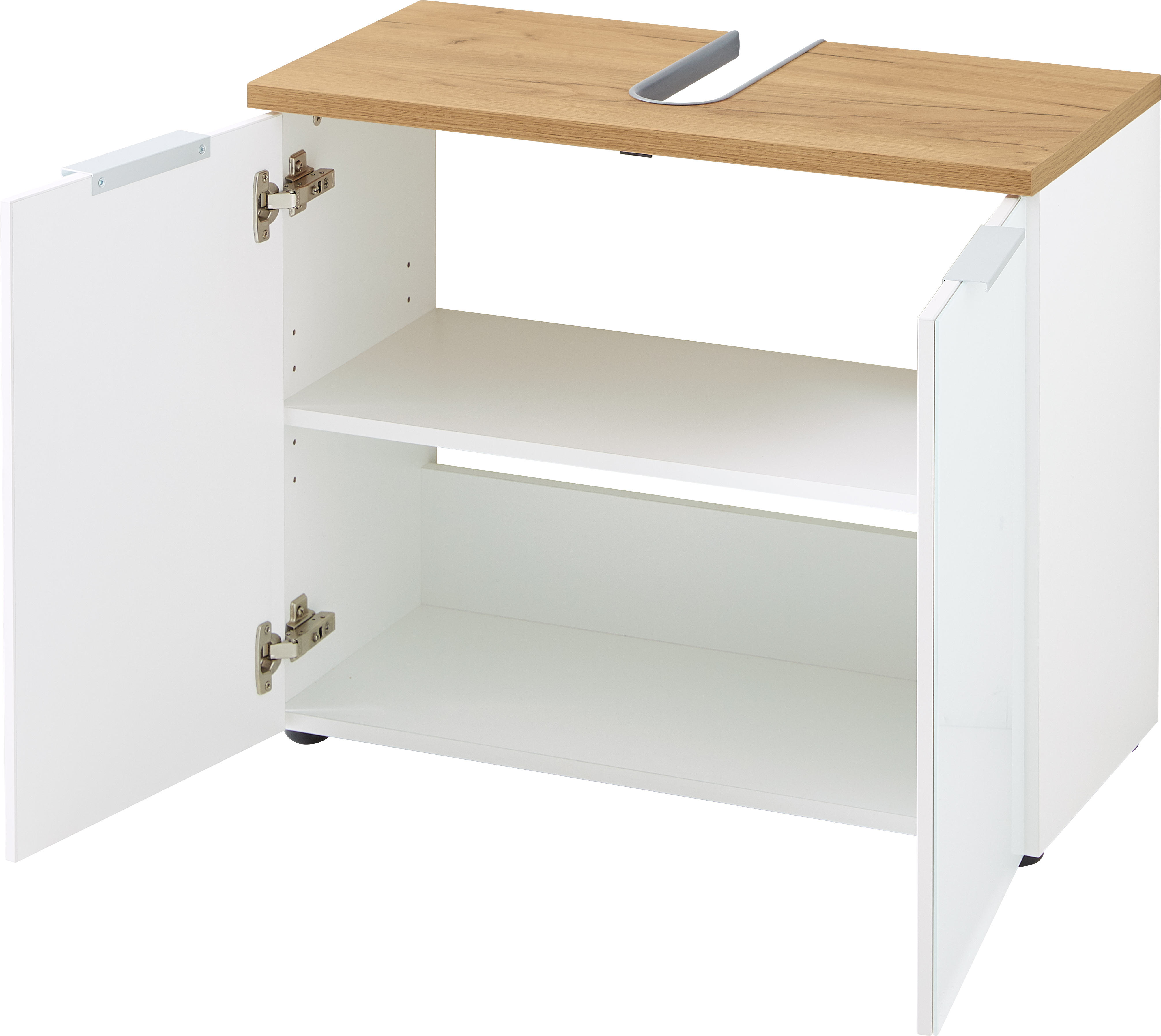 Meuble sous lavabo Sepp avec 2 portes - blanc/chêne - Image 5