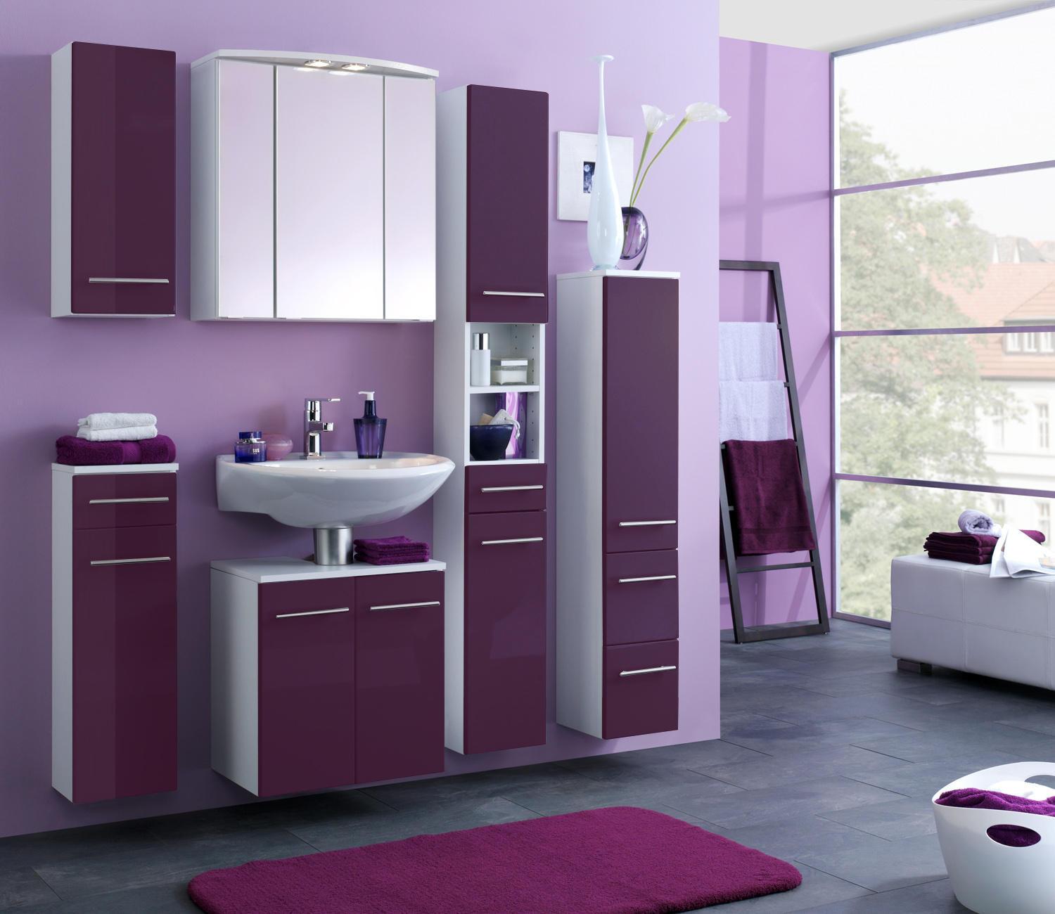 Meuble sous lavabo Small 50cm - violet brillant - Image 8