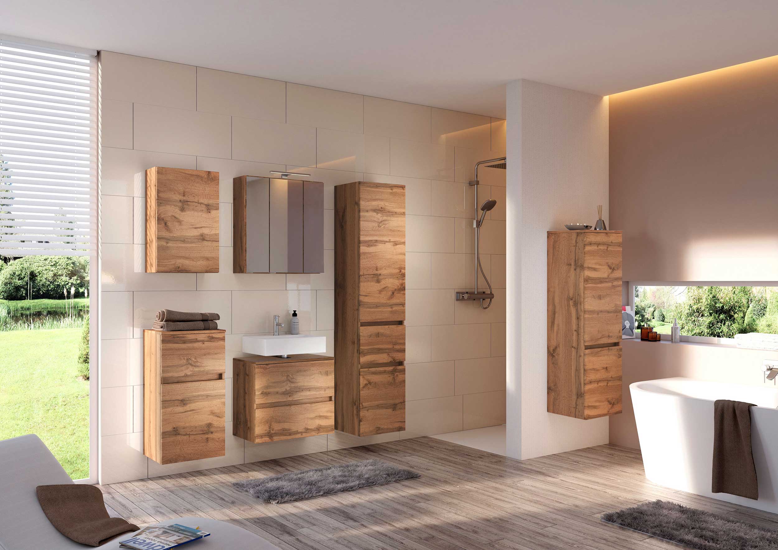 Meuble suspendu Brama/Kornel 40cm 1 porte - chêne wotan - Image 2