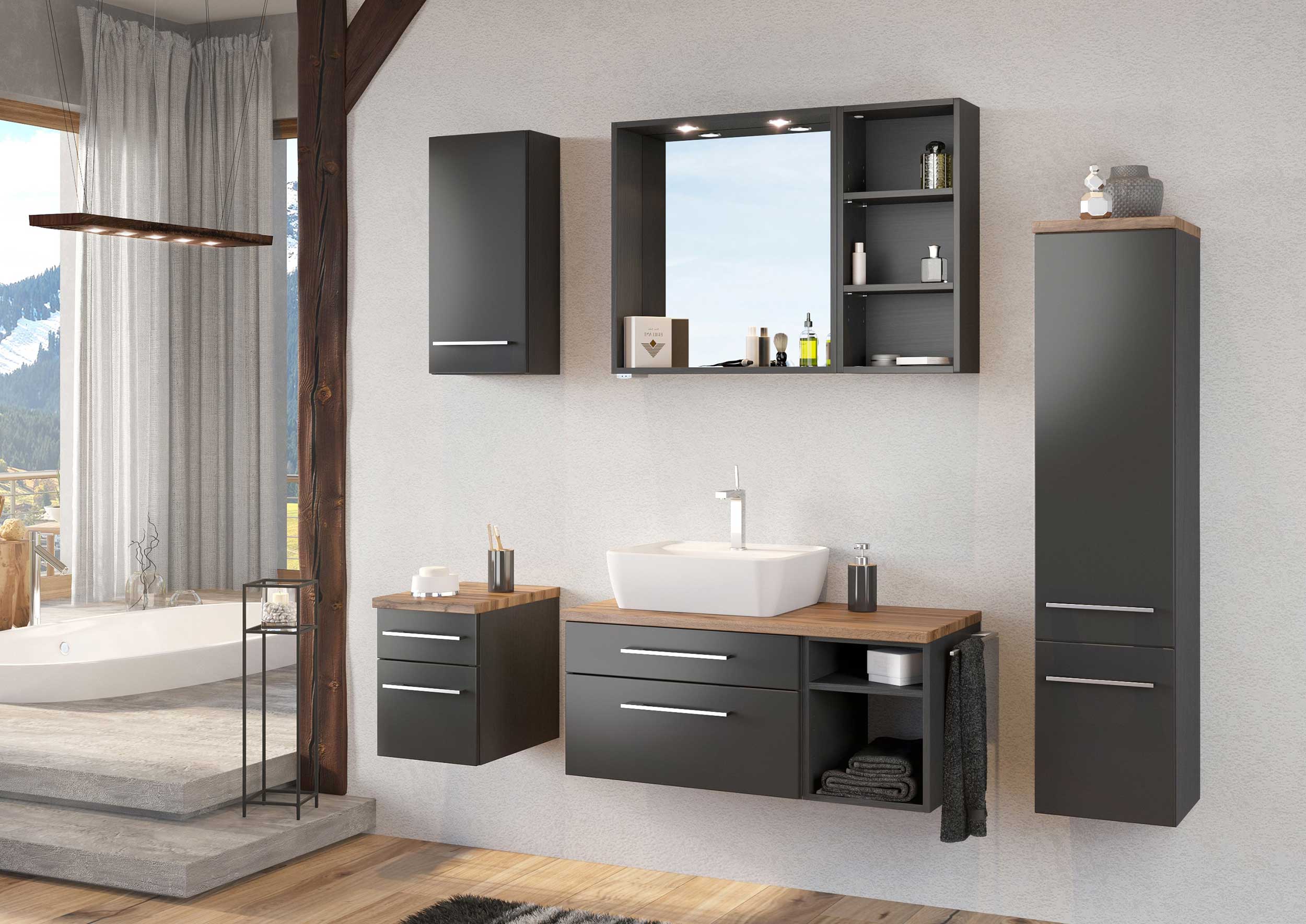 Meuble suspendu Dasa 30cm 1 porte - graphite/gris mat - Image 2