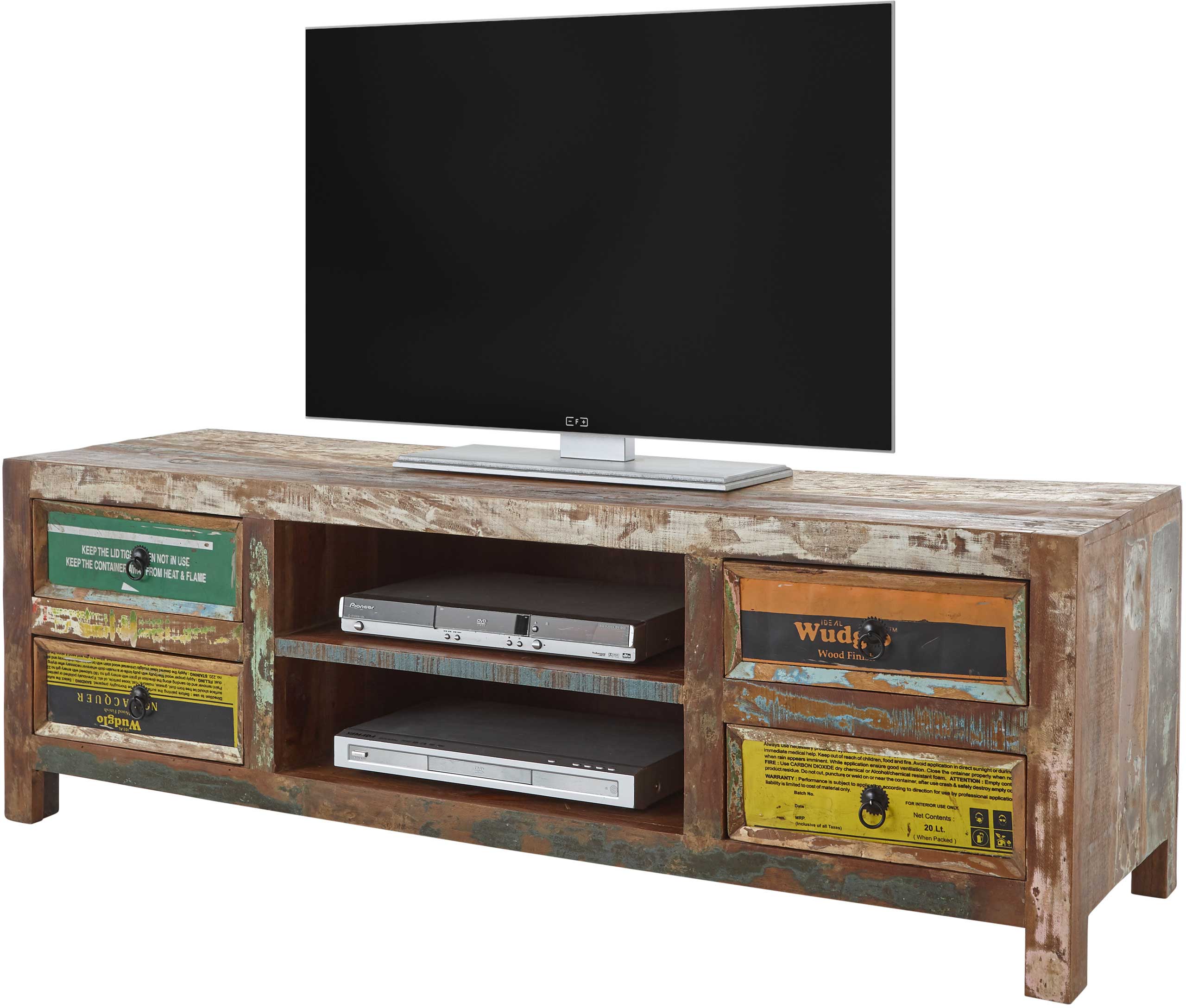 Meuble tv Banksy 156cm avec 4 tiroirs - brun