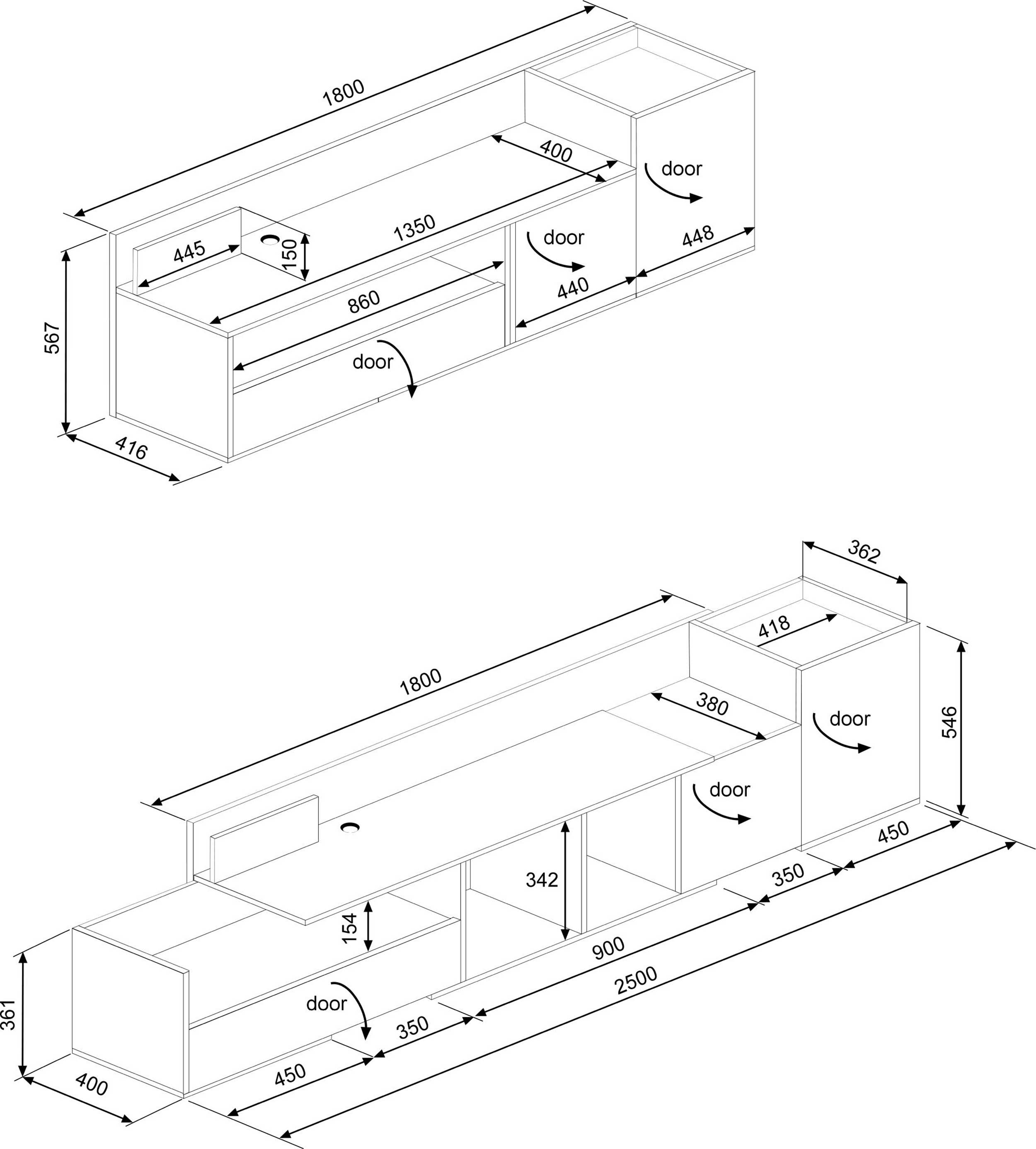 Meuble tv Boost 180cm - gris - Image 4