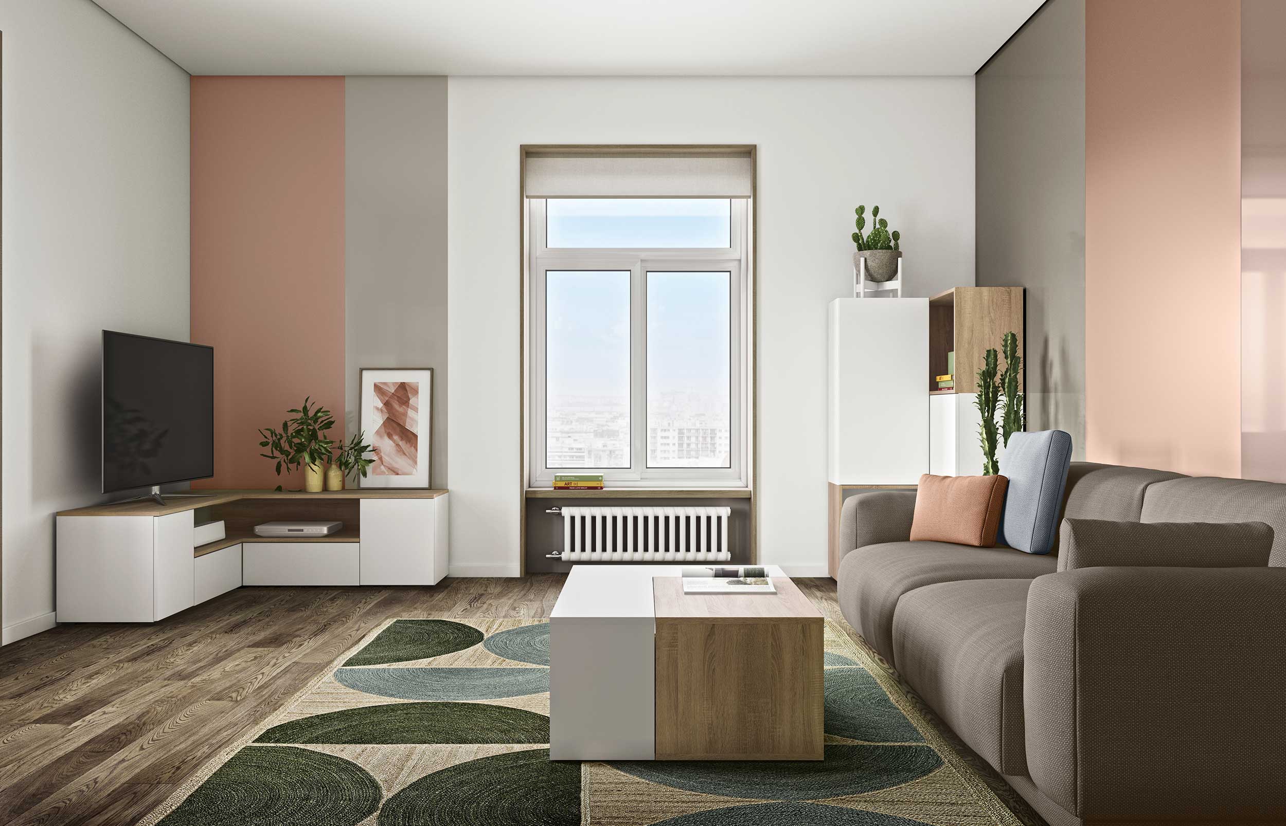 Meuble TV Cleo 130cm - blanc/chêne - Image 10