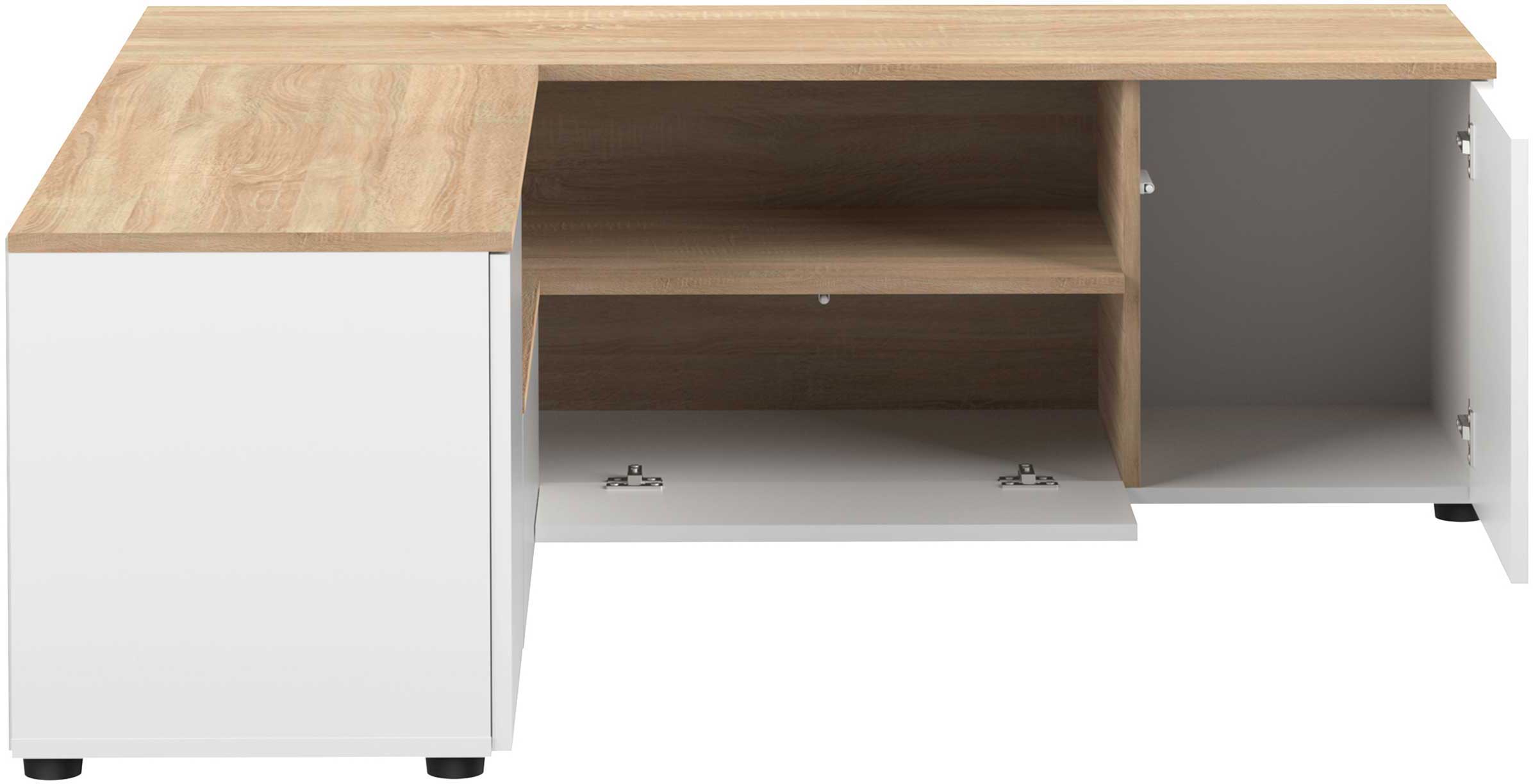 Meuble TV Cleo 130cm - blanc/chêne - Image 5