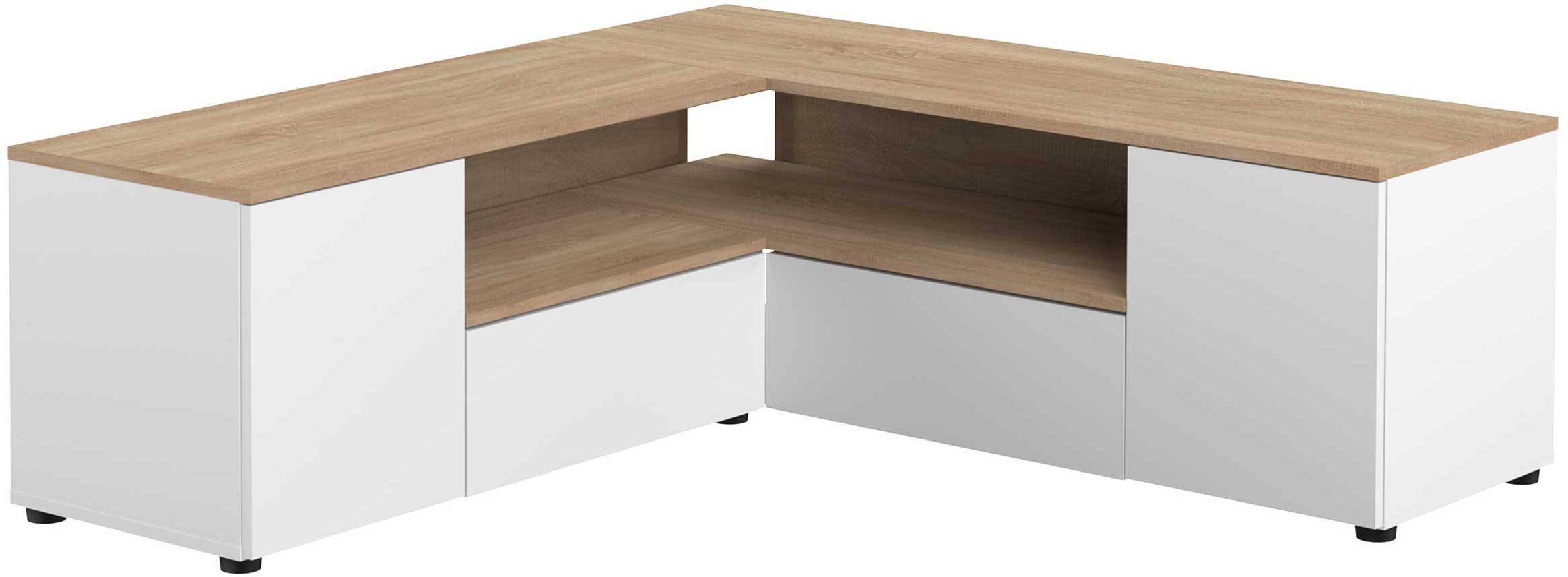 Meuble TV Cleo 130cm - blanc/chêne - Image 6