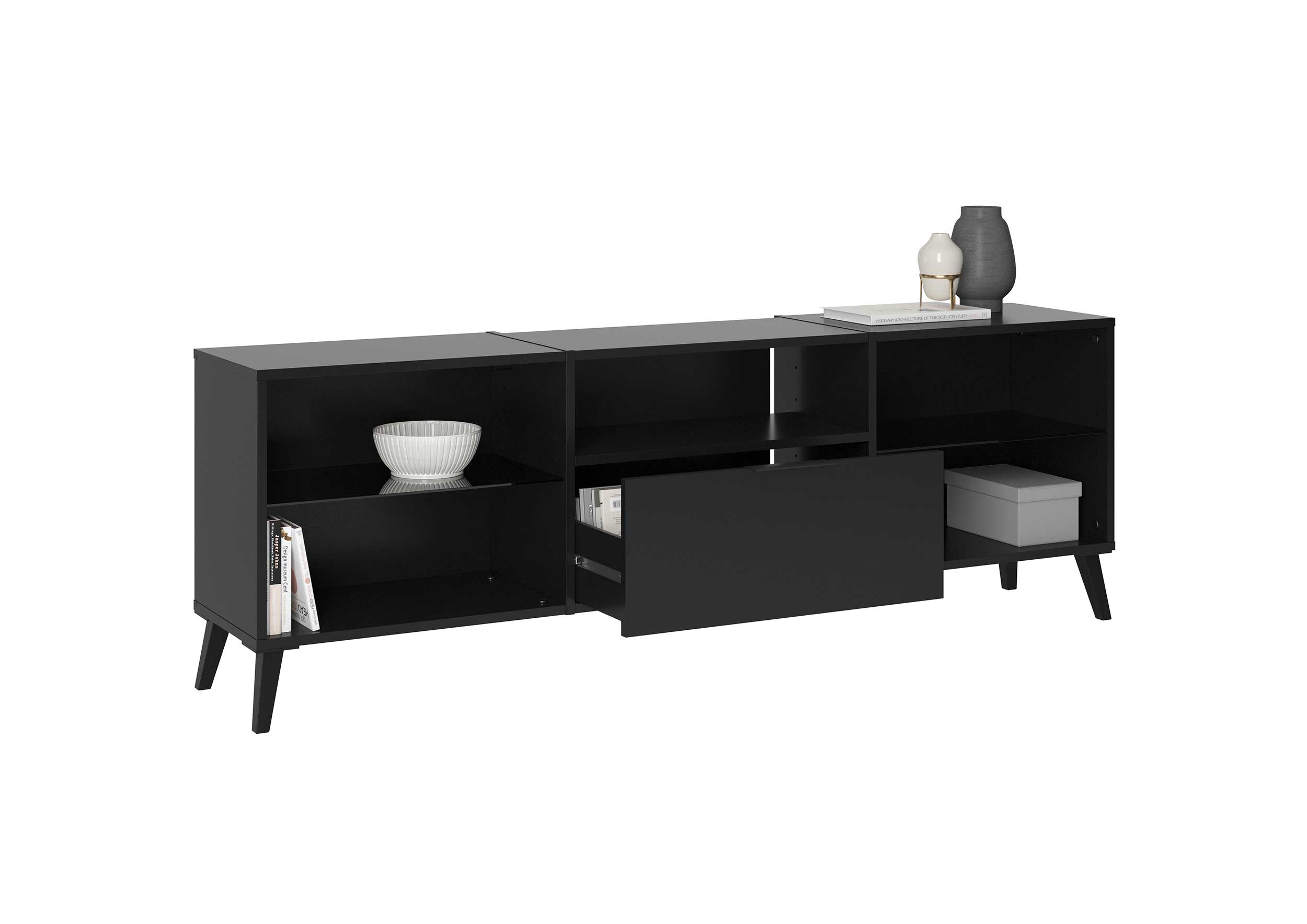 Meuble TV Damien 140cm flottant - noir - Image 5