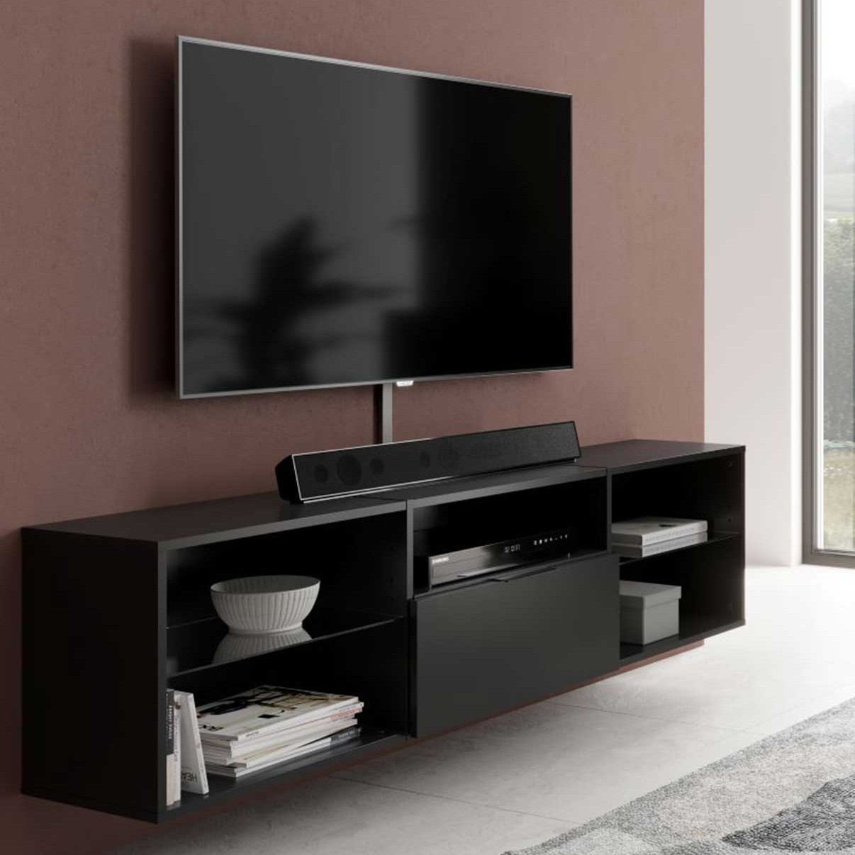 Meuble TV Damien 140cm flottant - noir