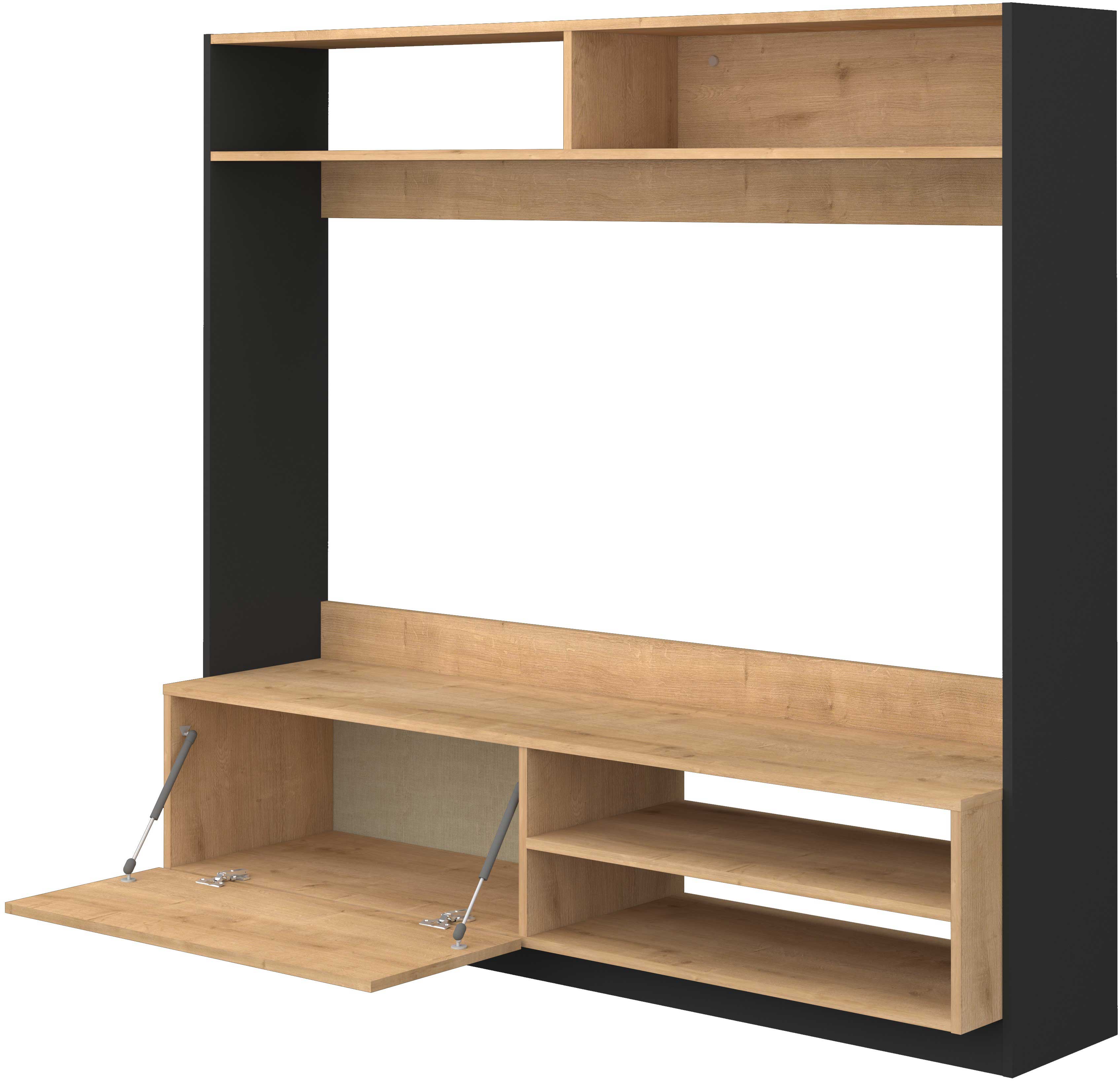 Meuble TV Daphne 163cm avec porte pliante - chêne/noir - Image 6