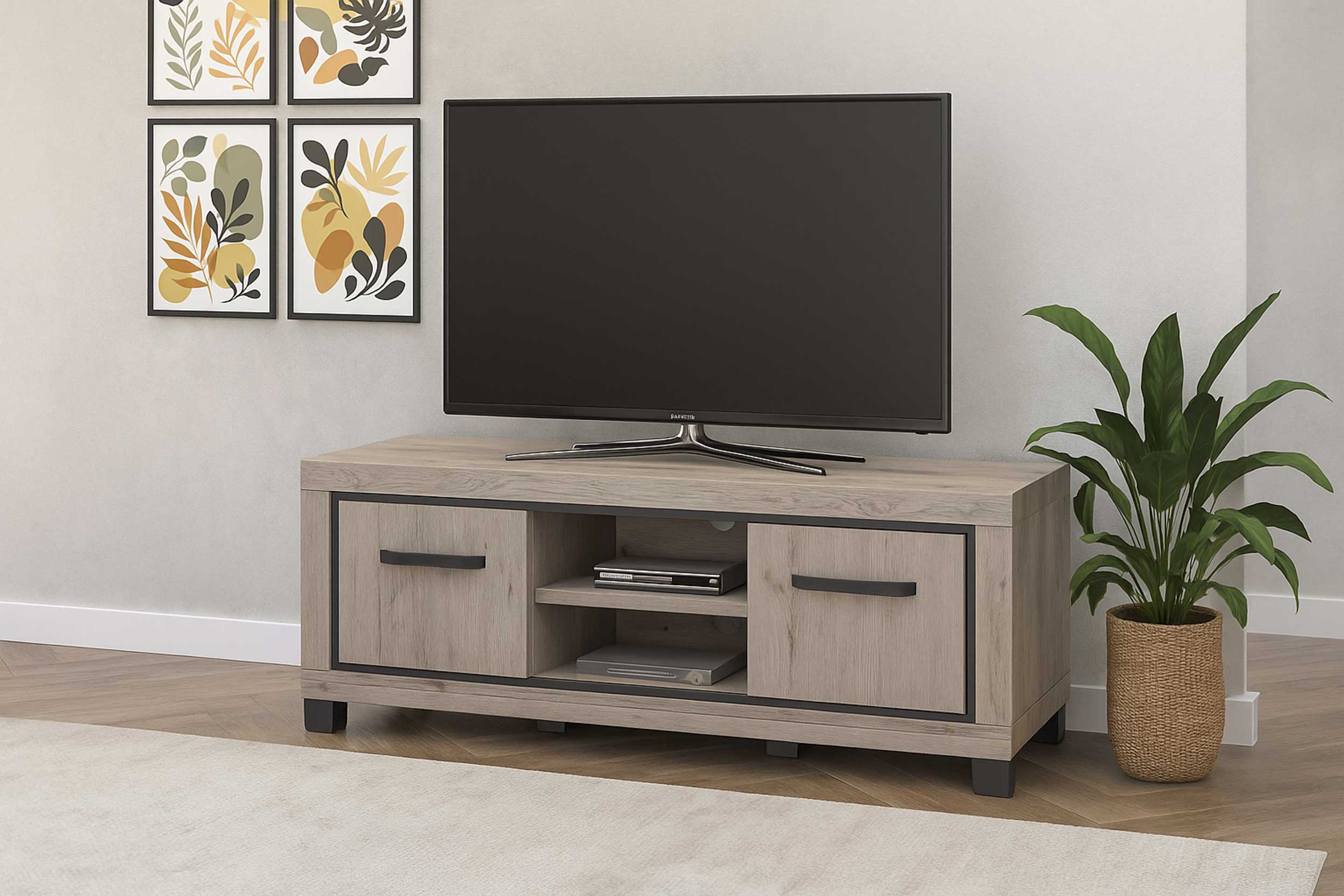 Meuble tv Dirk 155cm 2 portes - gris - Image 4