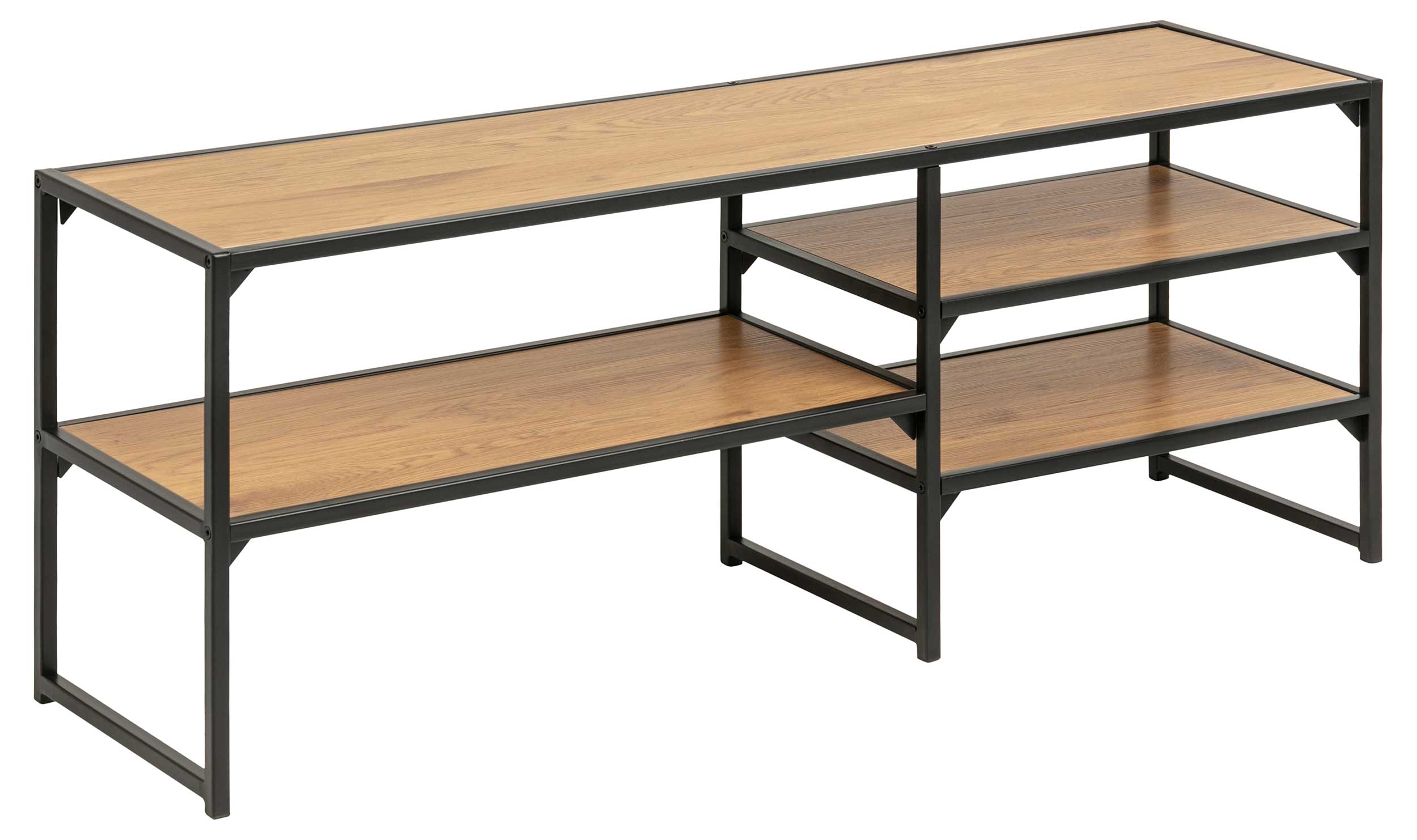 Meuble TV Dover 120cm 3 tablettes industriel - noir/chêne sauvage - Image 5