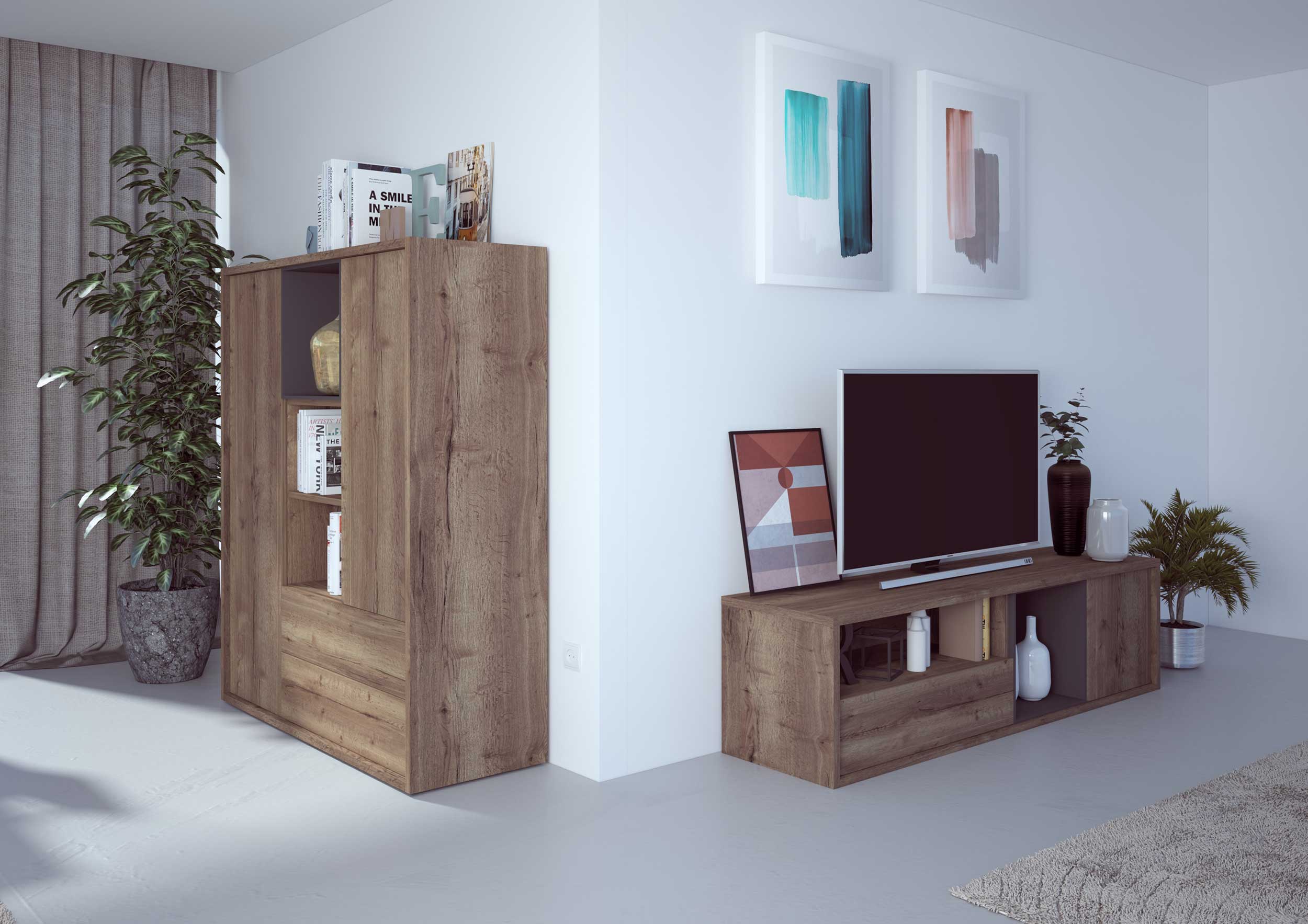 Meuble tv Frame 177cm - chêne foncé - Image 3