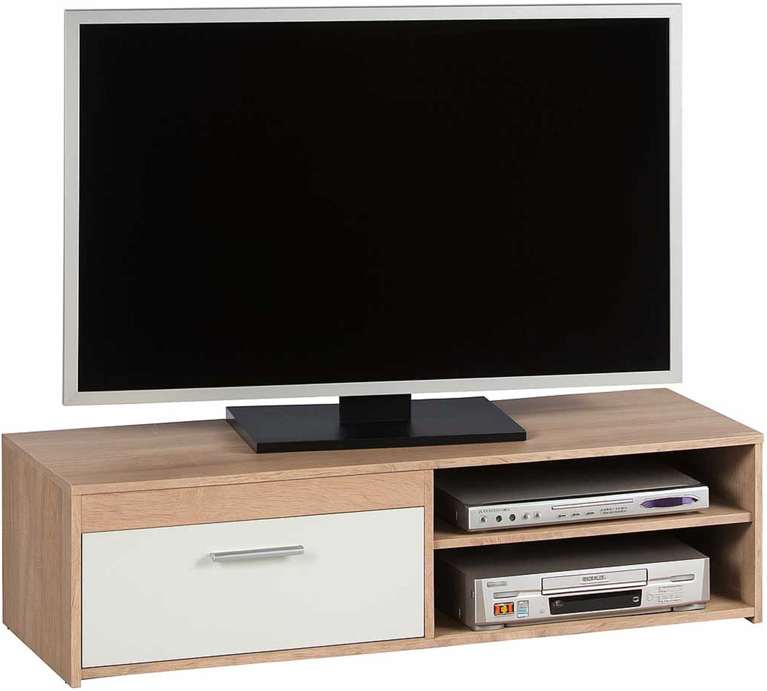 Meuble tv Gamba 120cm avec 1 porte - chêne/blanc - Image 3