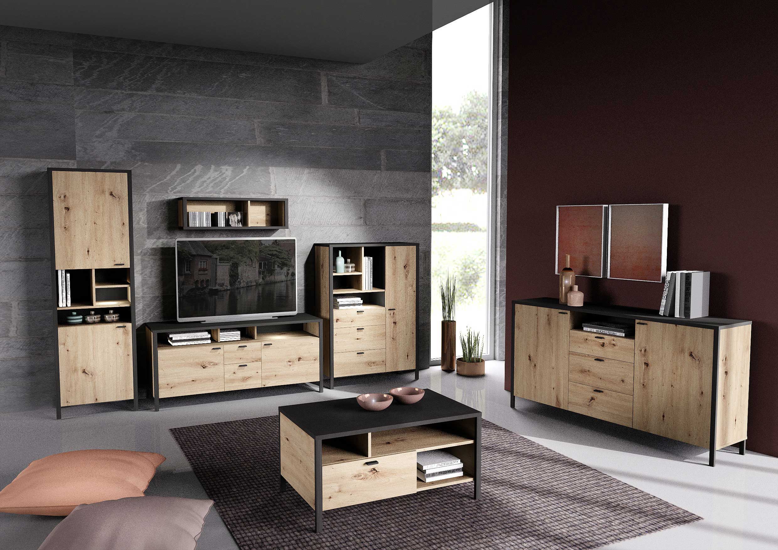 Meuble tv In-Loft 164cm - chêne vieilli - Image 3