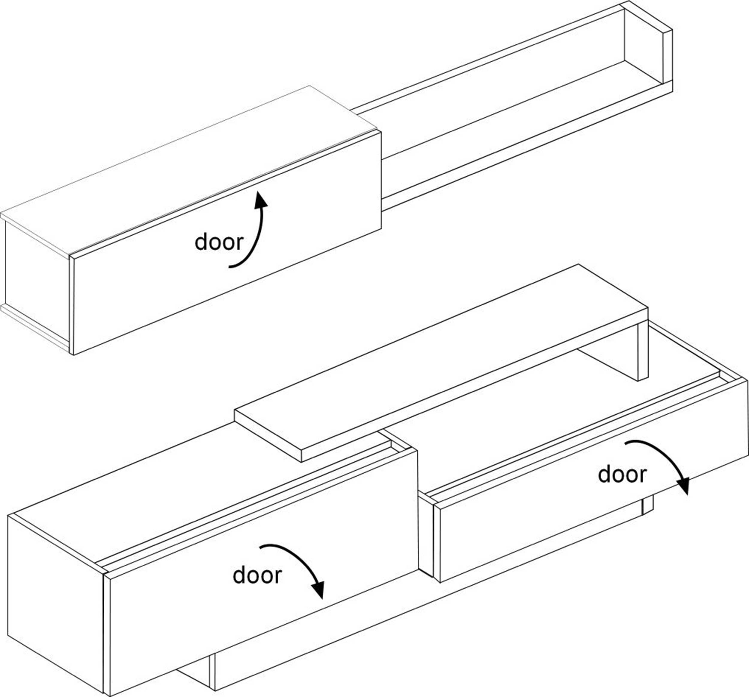 Meuble TV Izquierdo 240cm 3 portes - béton/blanc - Image 2