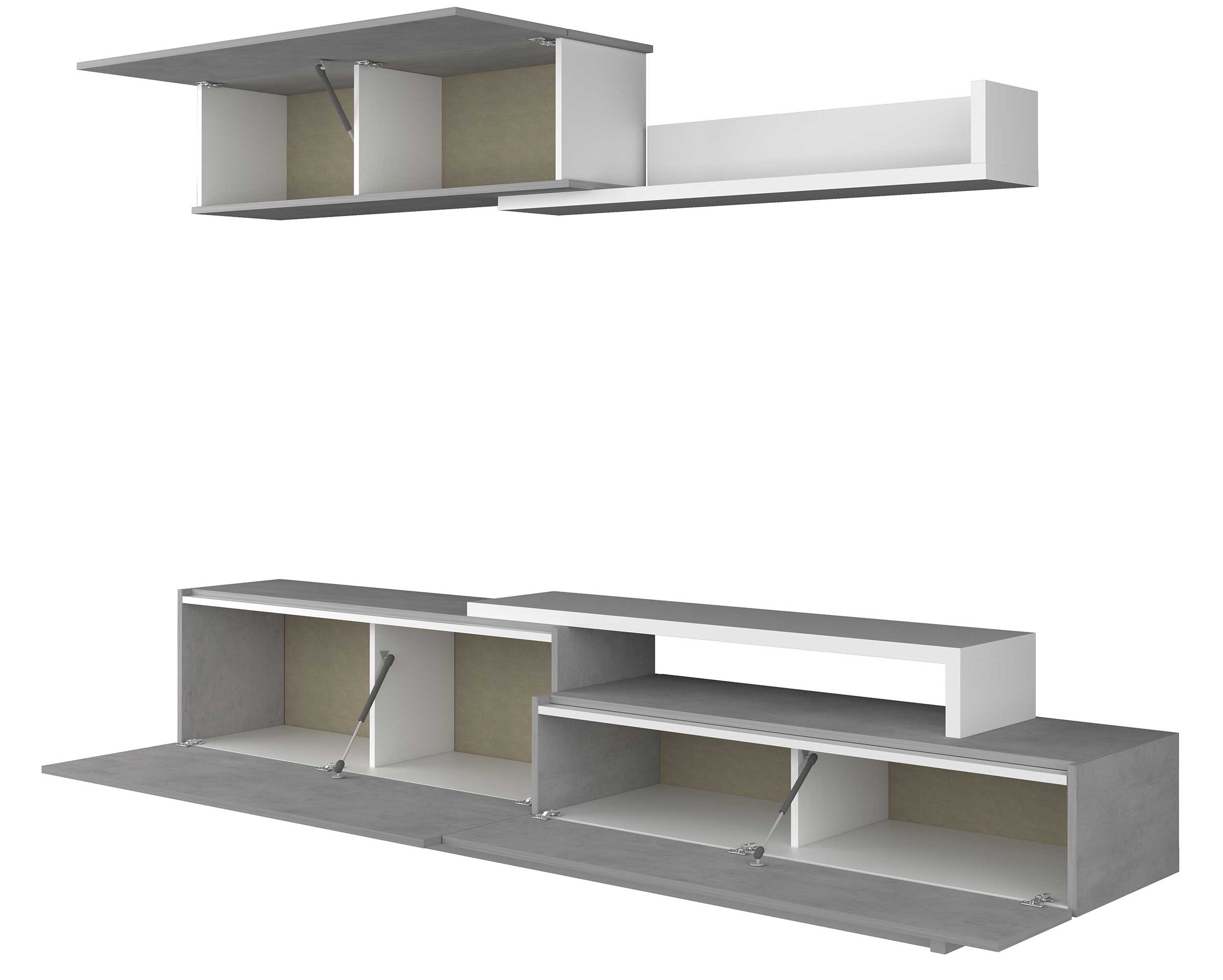 Meuble TV Izquierdo 240cm 3 portes - béton/blanc - Image 4