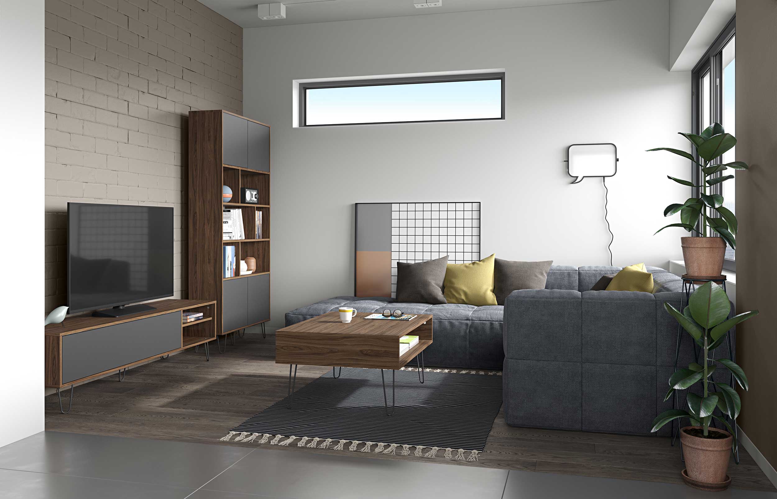 Meuble TV Jiro 165cm - noyer/anthracite - Image 11