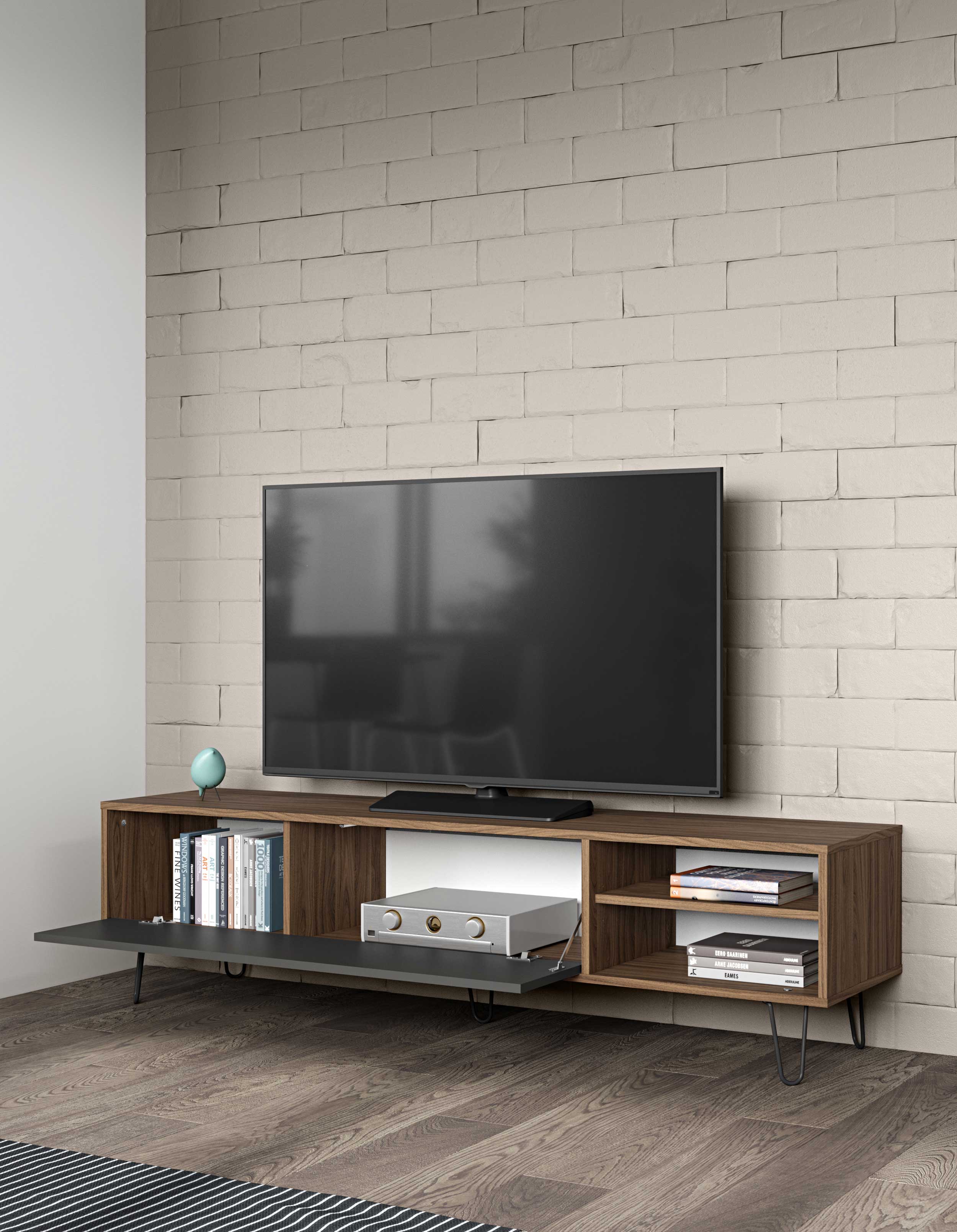 Meuble TV Jiro 165cm - noyer/anthracite - Image 9