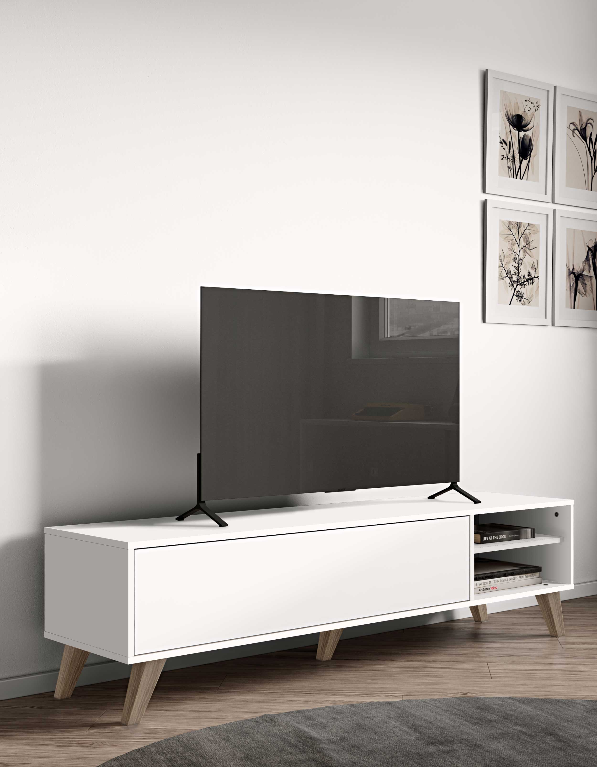 Meuble TV Kim 165cm - blanc - Image 7