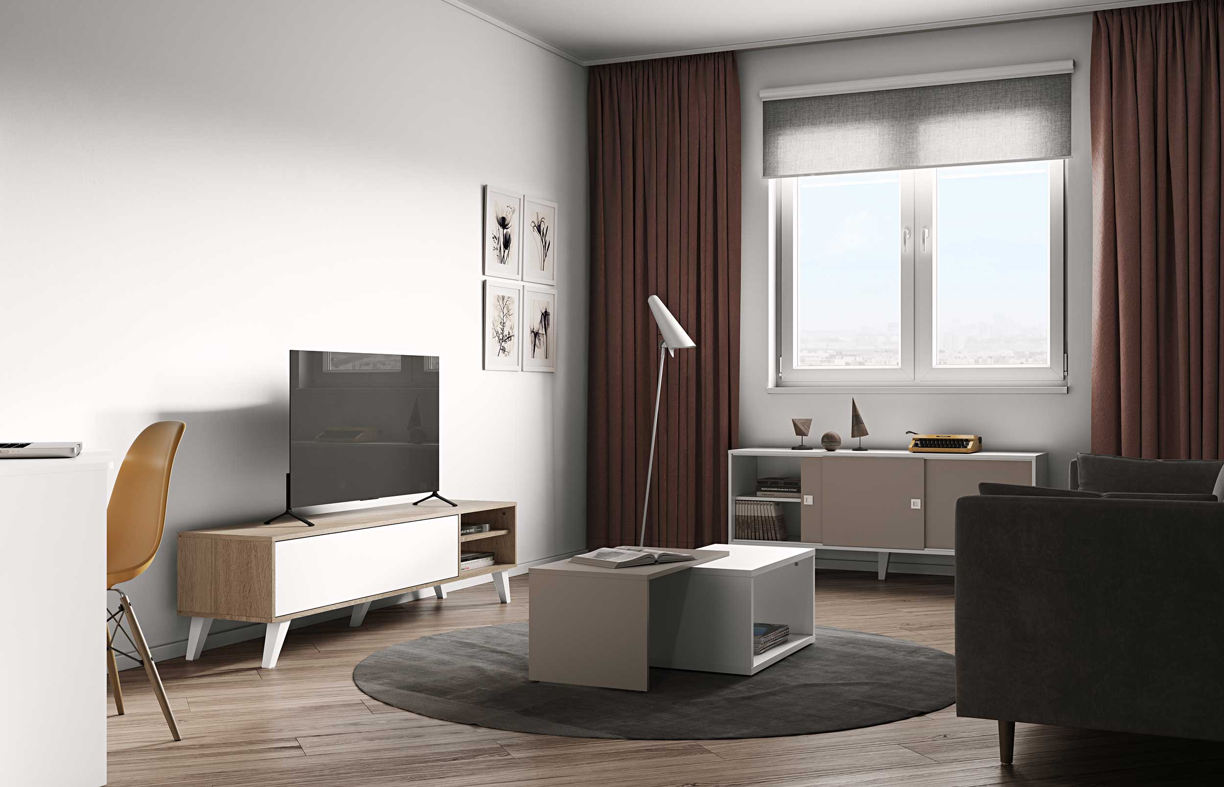 Meuble TV Kim 165cm - chêne/blanc - Image 11