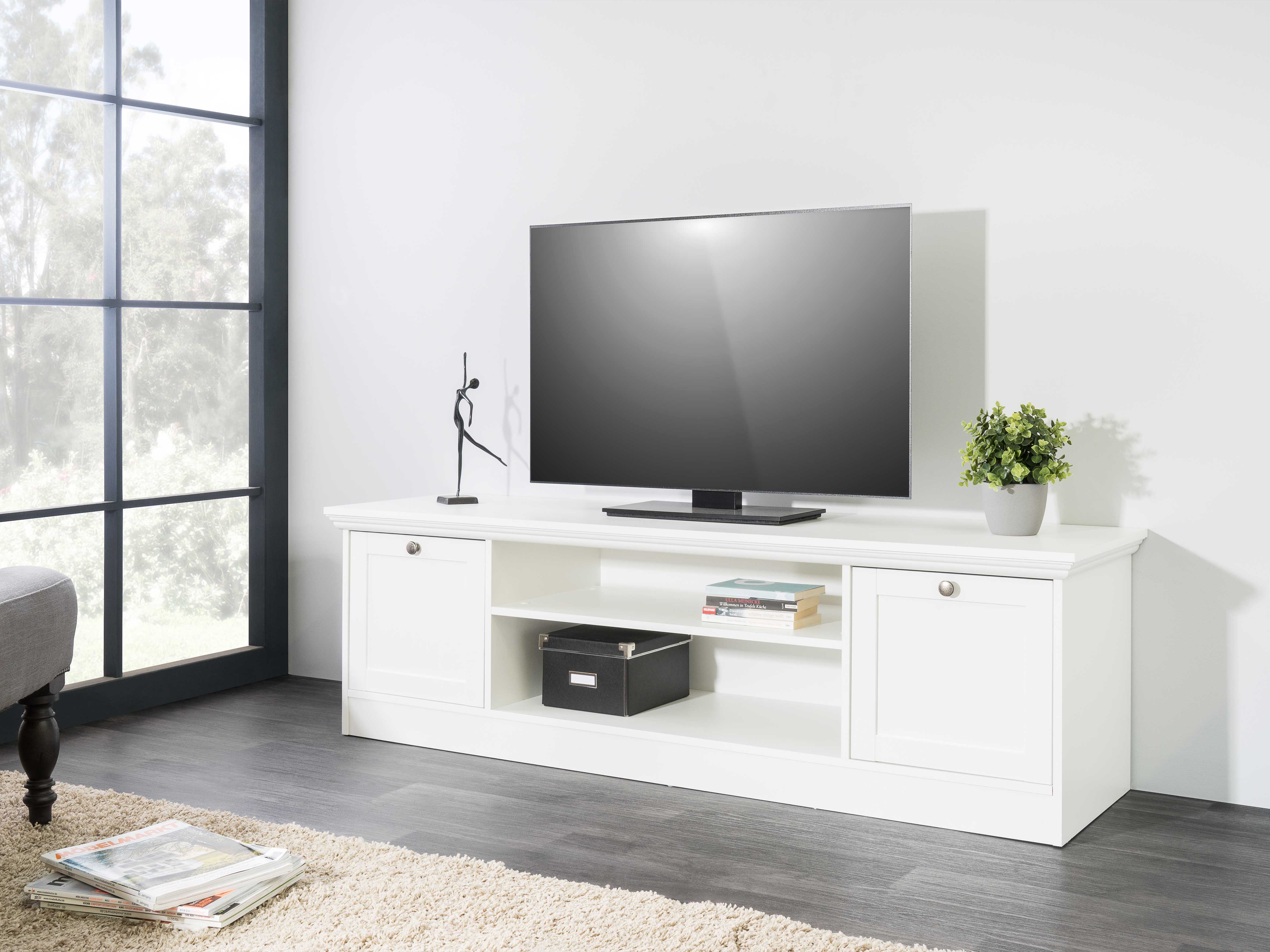 Meuble TV Landwood 160cm campagne - blanc - Image 6