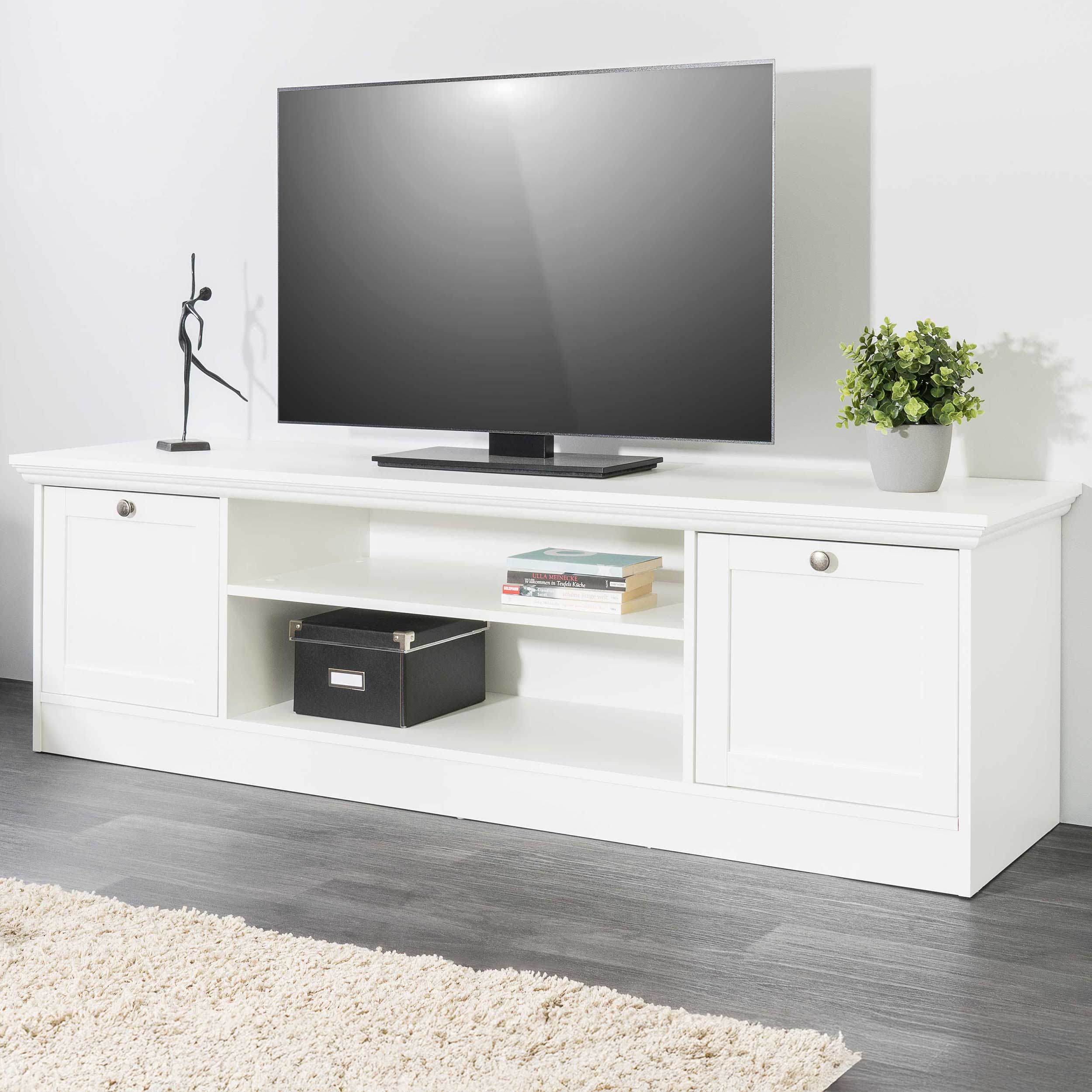 Meuble TV Landwood 160cm campagne - blanc