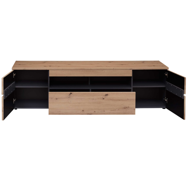 Meuble TV Medina 2 portes & 2 tiroirs - chêne/anthracite - Image 4