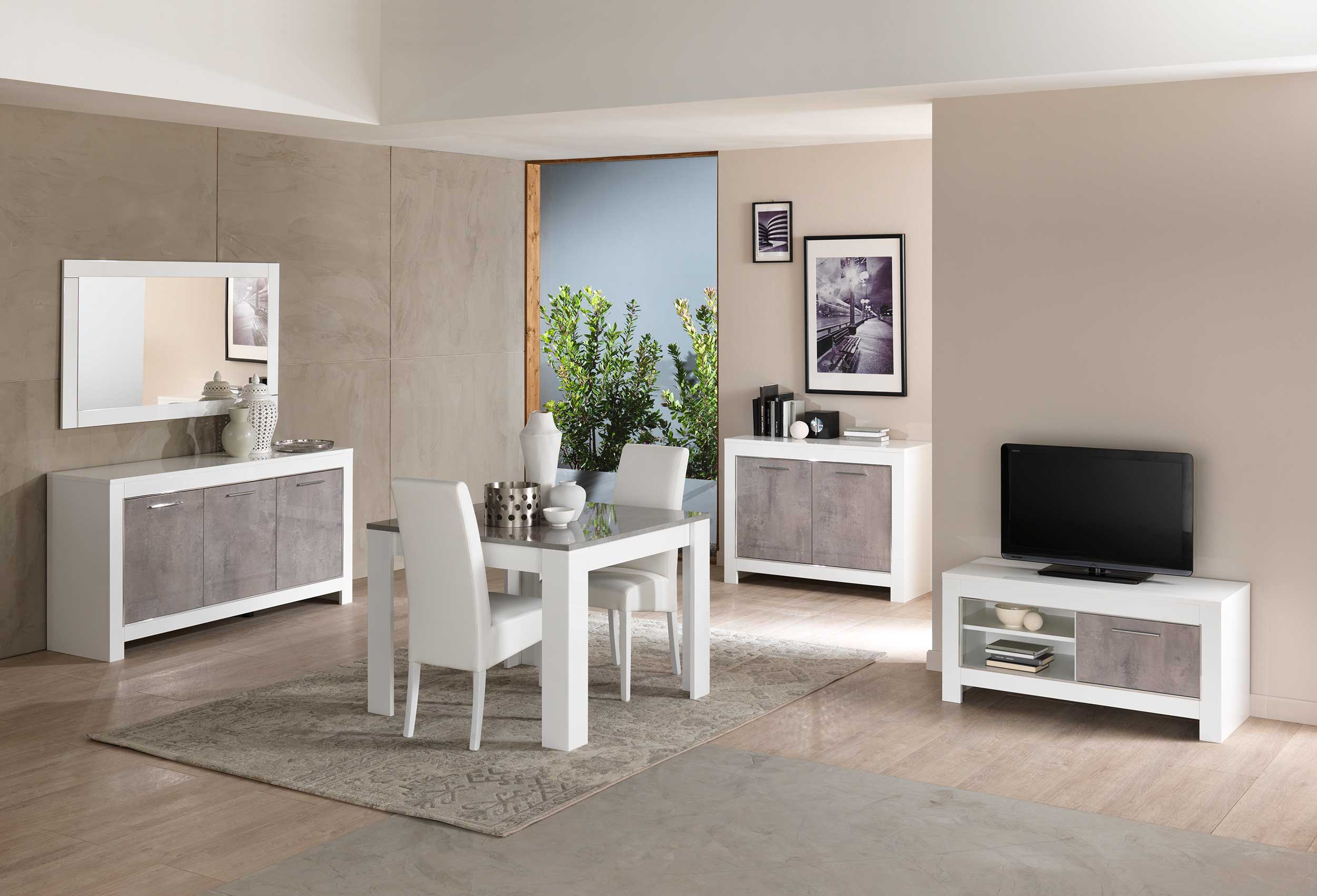 Meuble TV Modena 112 cm - blanc/béton - Image 2