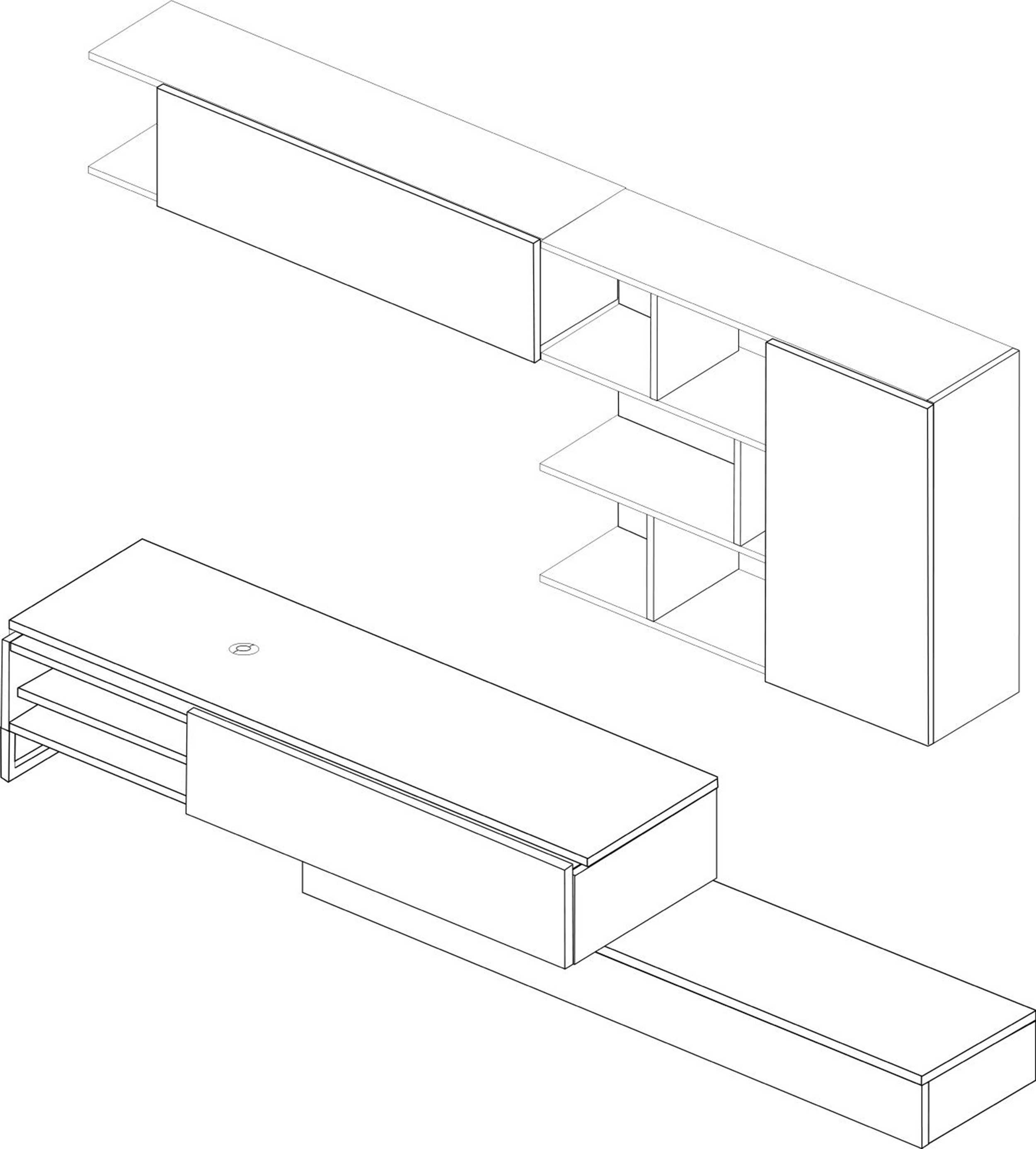 Meuble TV Pim 272cm 3 portes - gris/ décor en chêne - Image 9