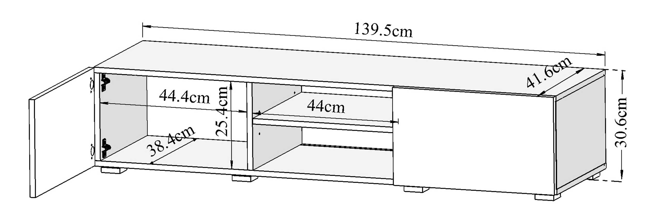 Meuble TV Podium 140 cm - noir/béton - Image 3