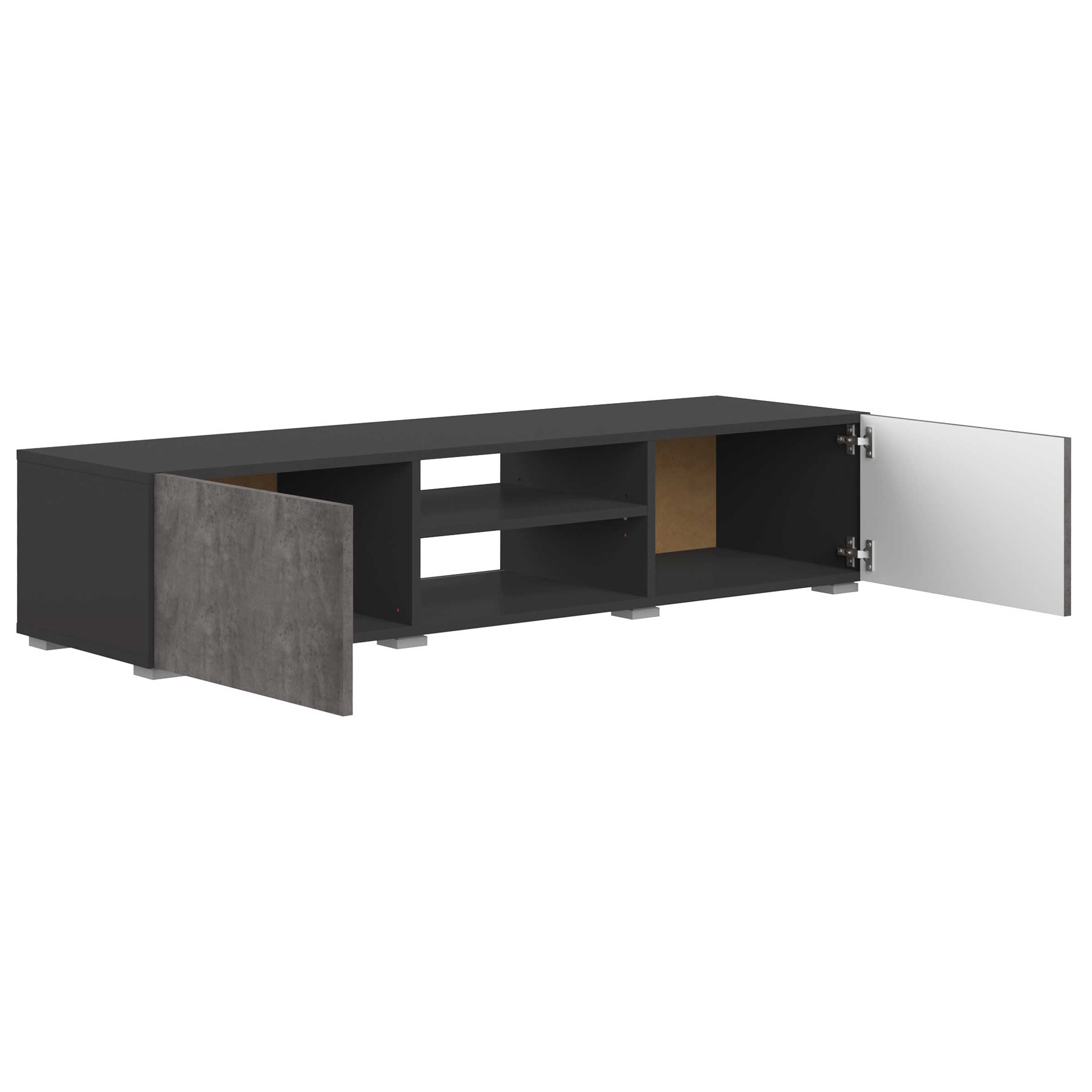 Meuble TV Podium 140 cm - noir/béton - Image 4
