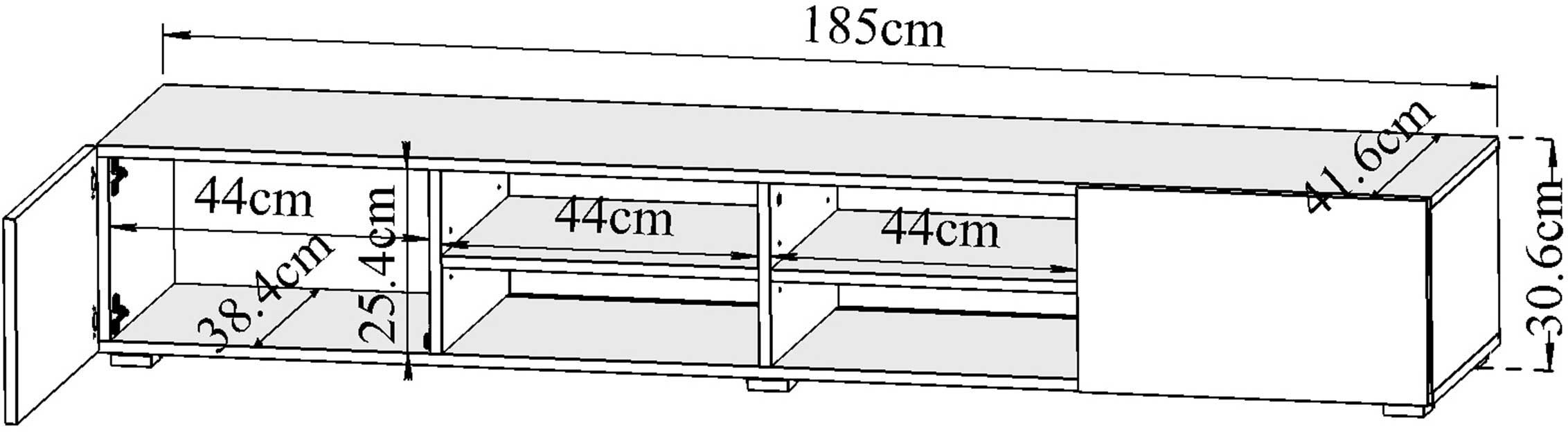 Meuble TV Podium 185 cm - blanc - Image 2