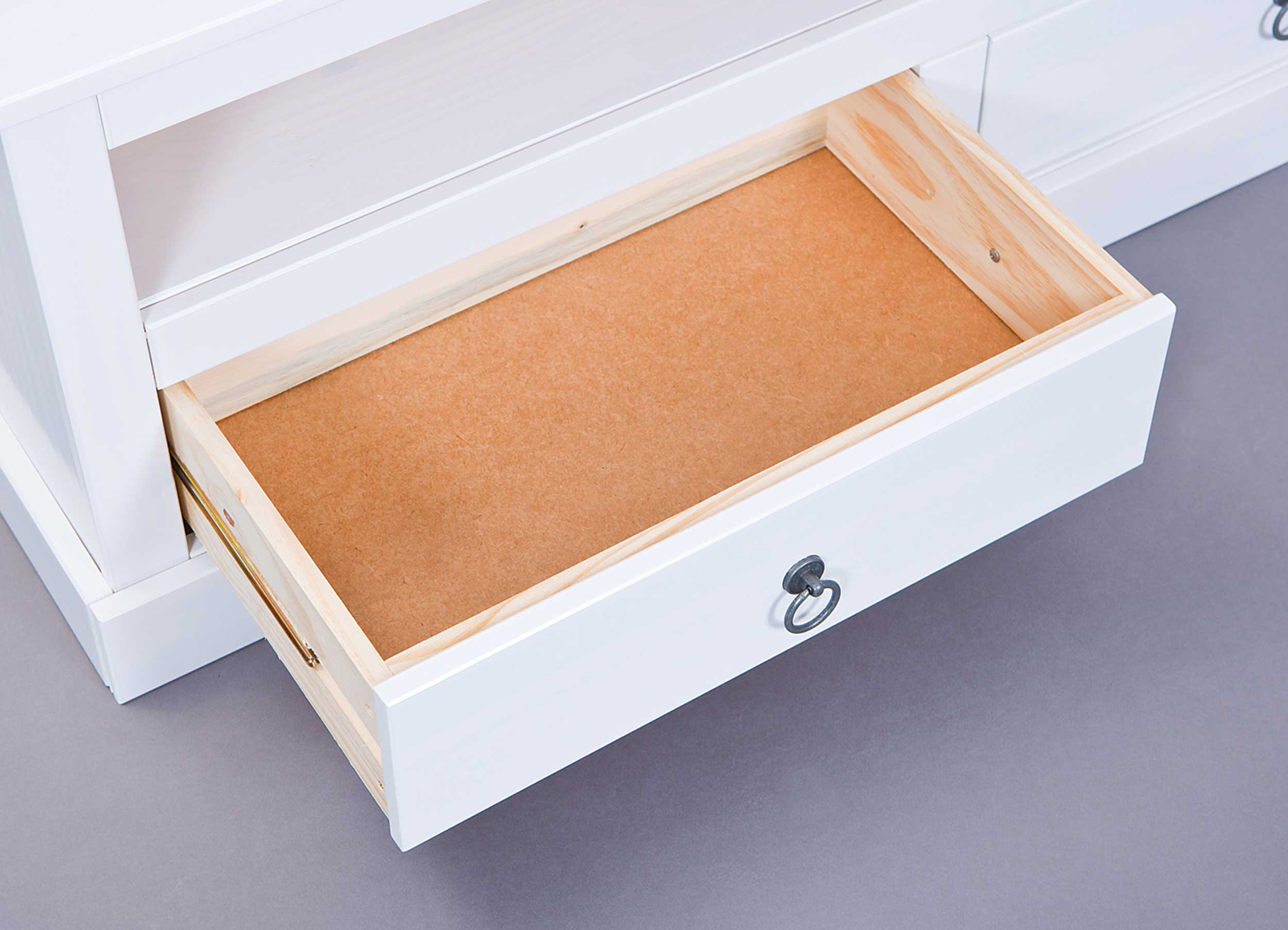 Meuble tv Provence 118cm à 2 tiroirs - blanc - Image 4