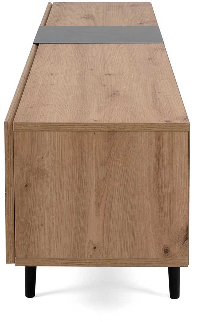 Meuble TV Ted 195cm 3 portes - chêne/noir - Image 4