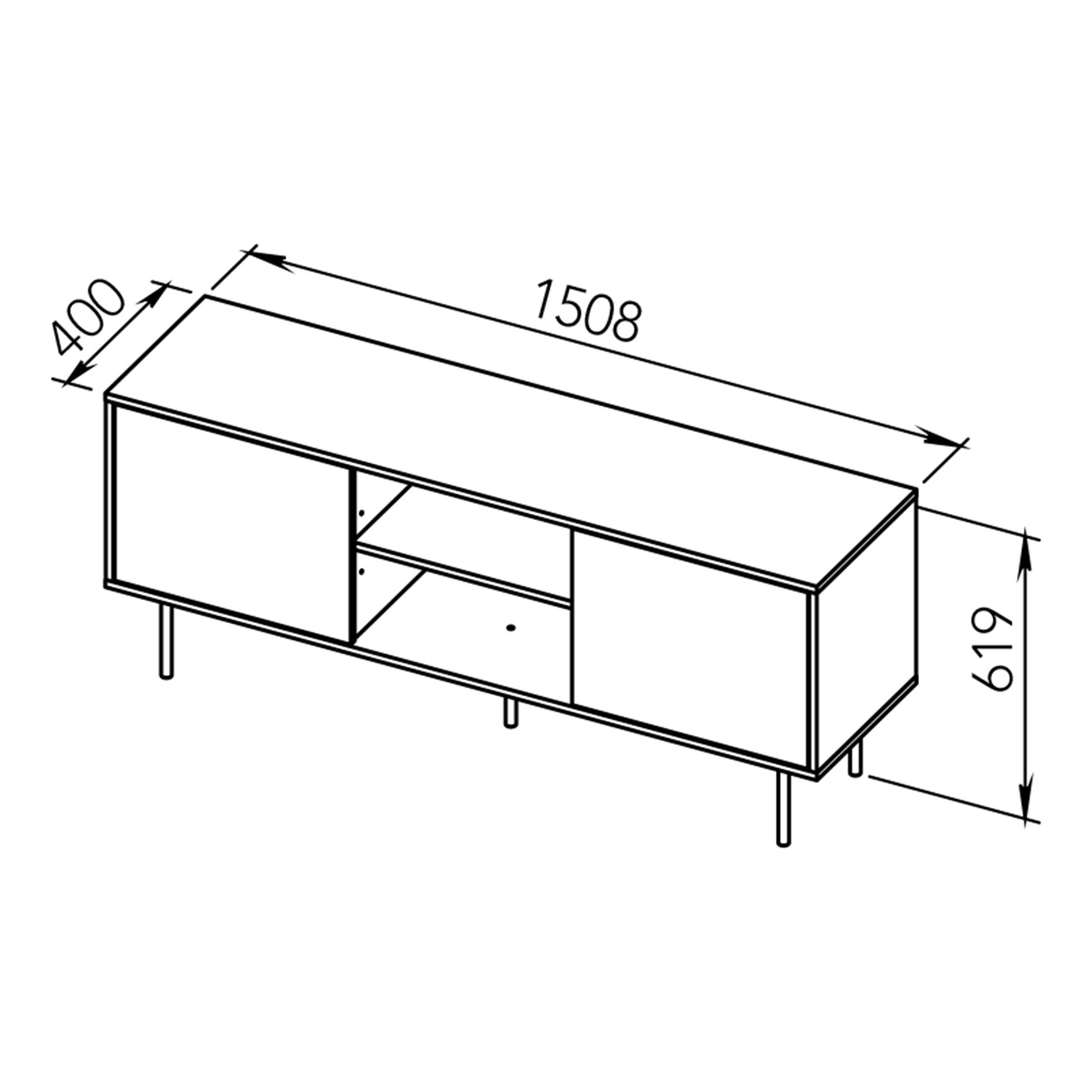 Meuble TV Vibe 150cm - chêne/noir - Image 2