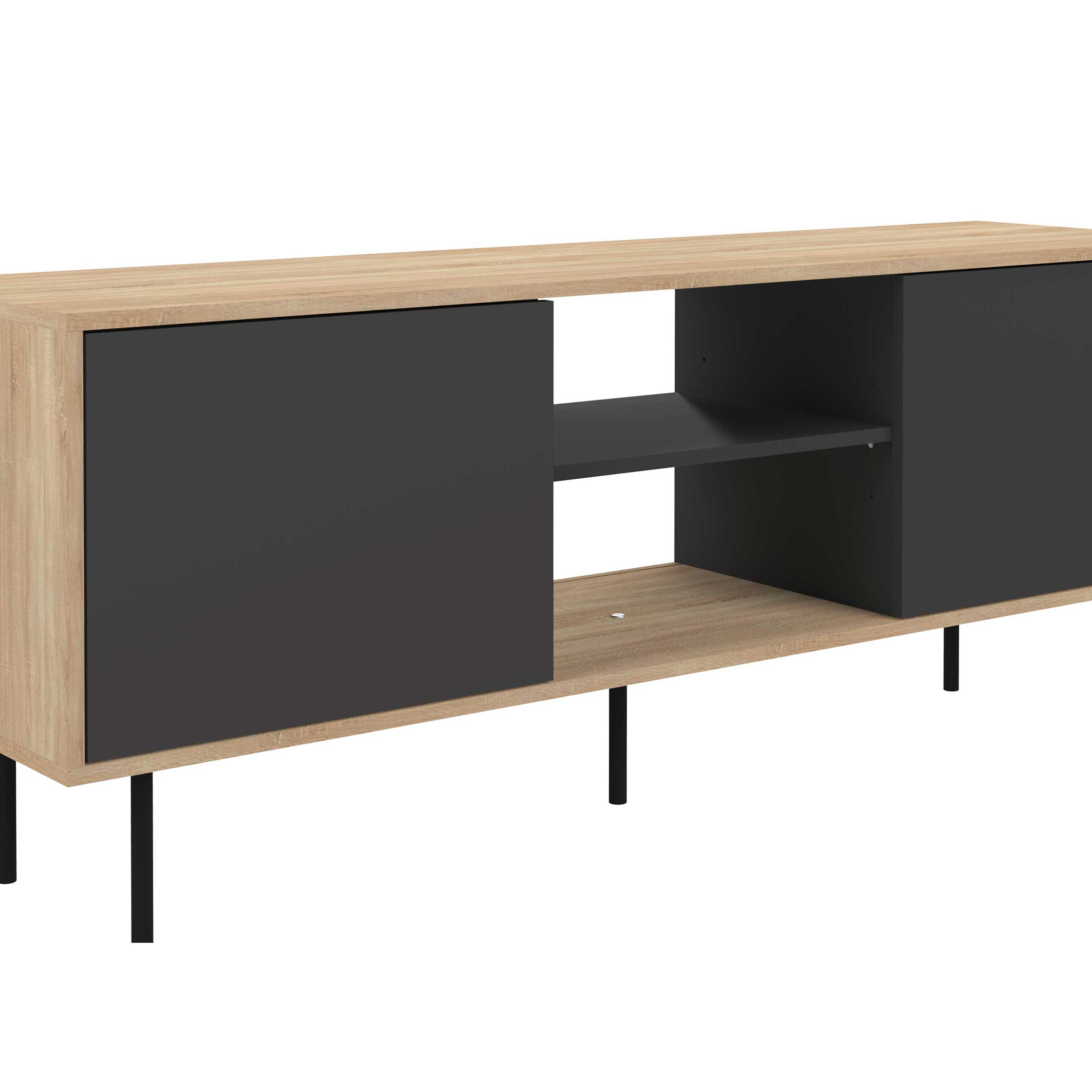 Meuble TV Vibe 150cm - chêne/noir - Image 3