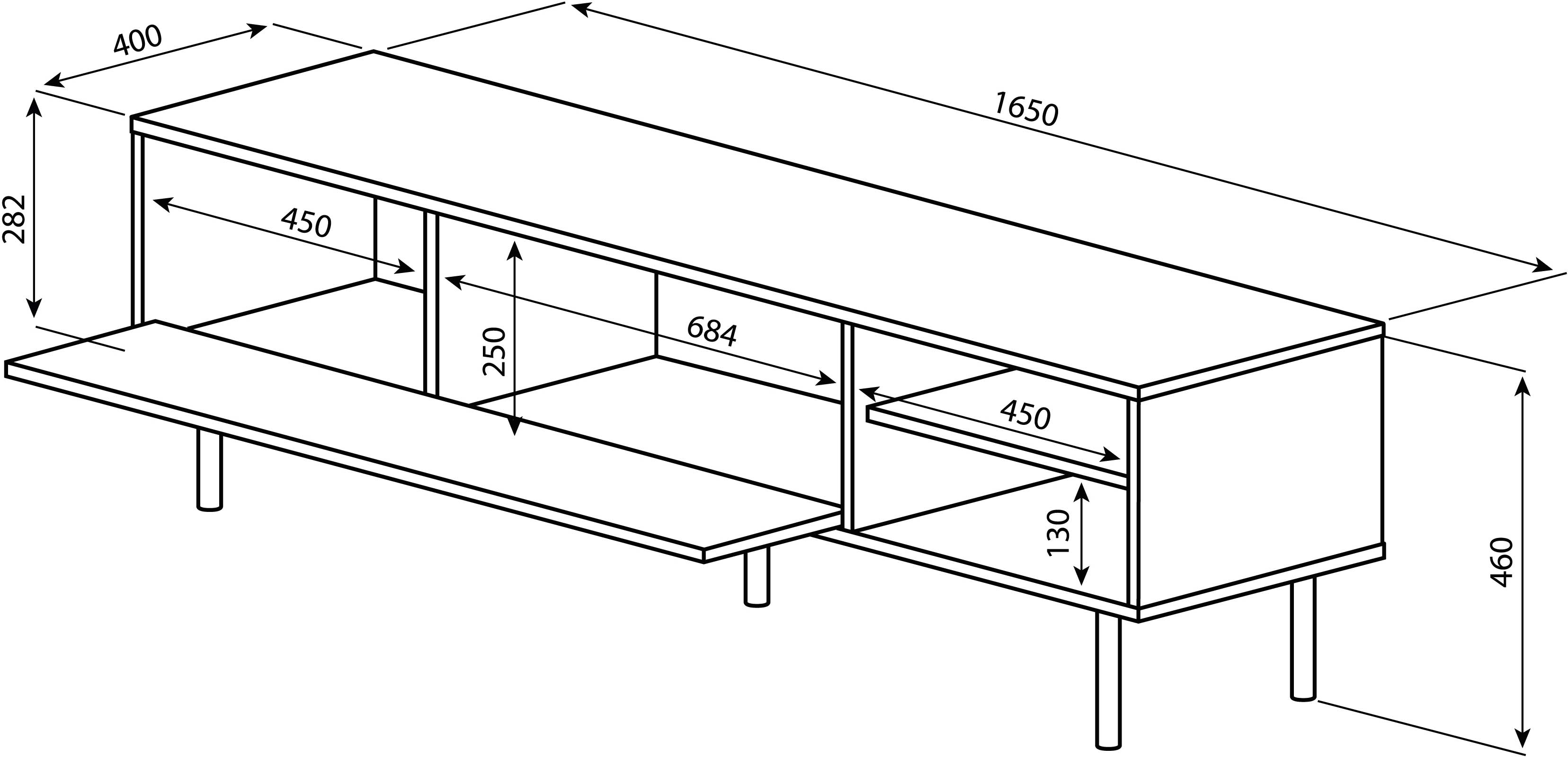 Meuble TV Watt 165cm - chêne/blanc - Image 2