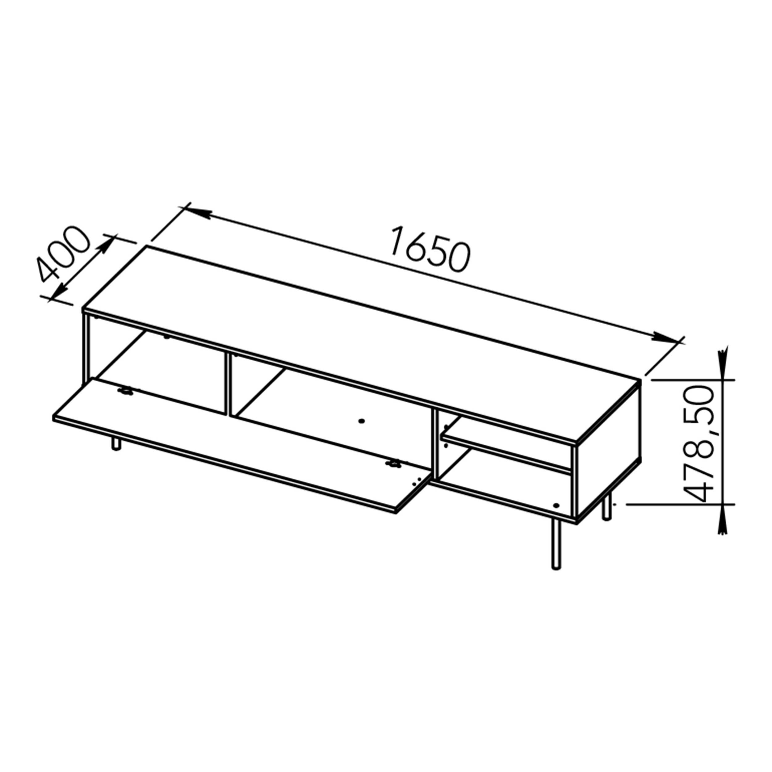 Meuble TV Watt 165cm - chêne/noir - Image 2