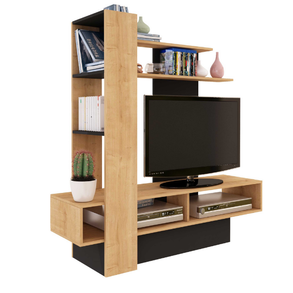 Meuble TV Zerko 140cm - chêne clair/noir - Image 4