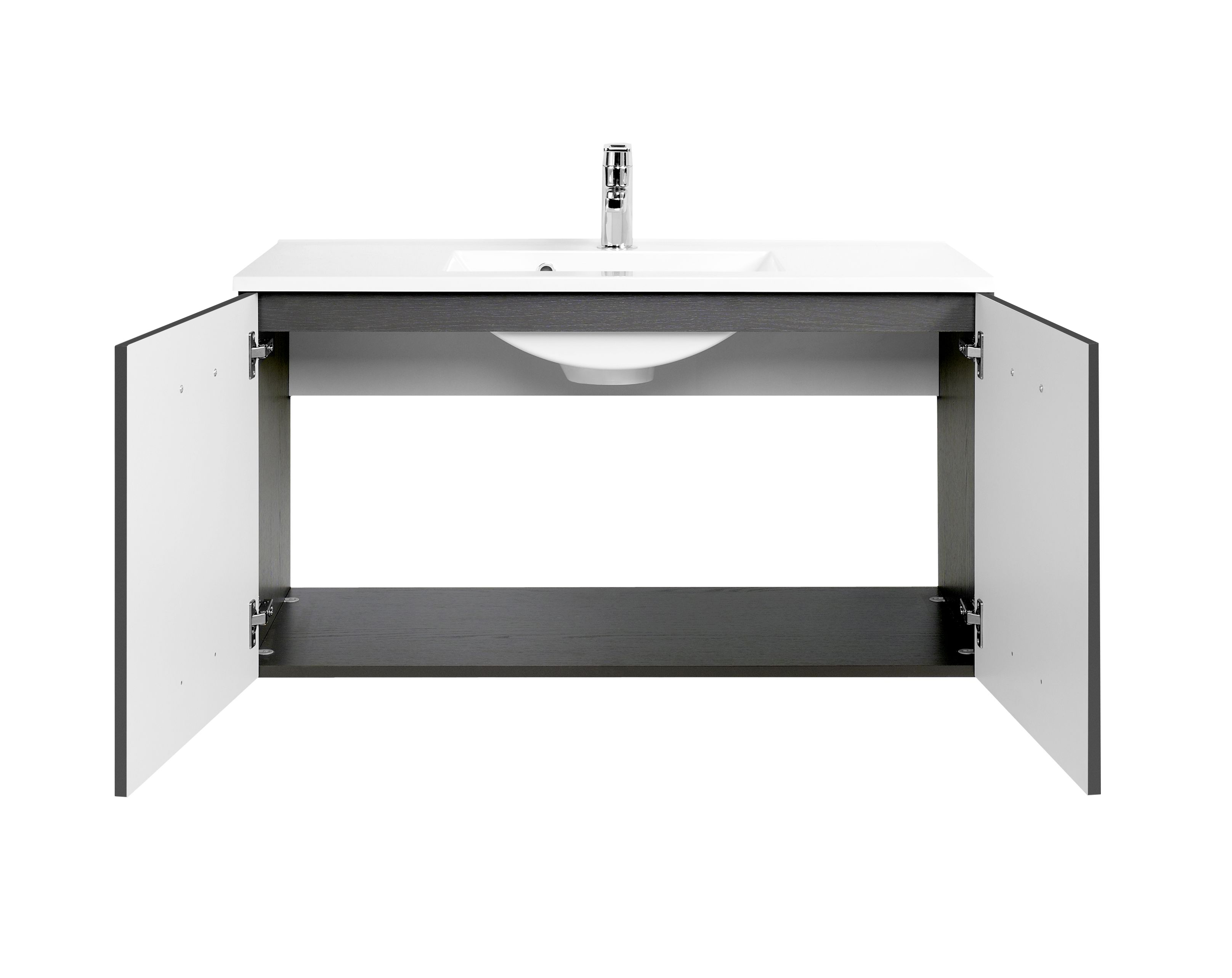 Meuble vasque Bobbi 100cm 2 portes - graphite/gris brillant - Image 4