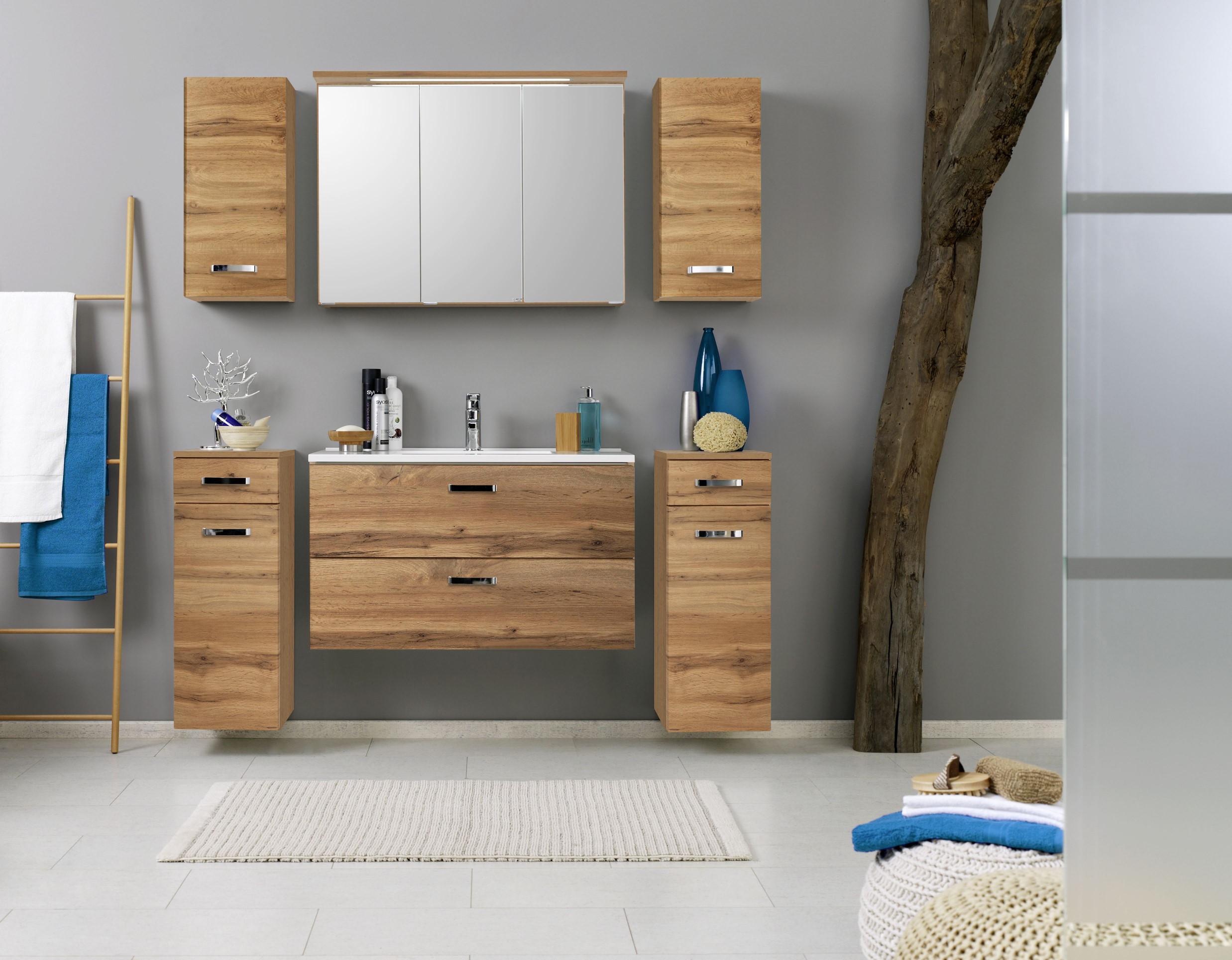 Meuble vasque Bobbi 100cm 2 tiroirs - chêne - Image 3