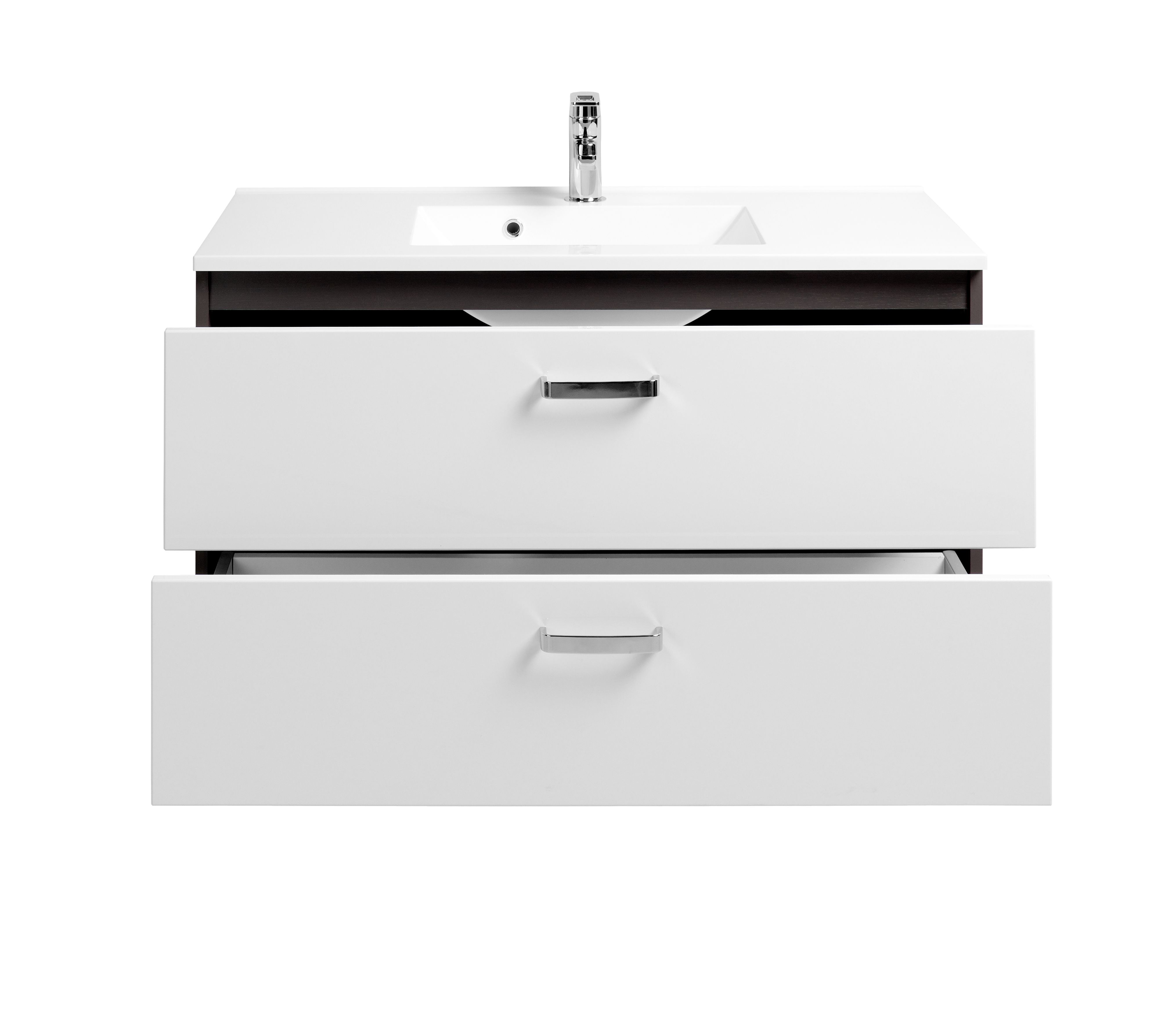 Meuble vasque Bobbi 100cm 2 tiroirs - graphite/blanc brillant - Image 6