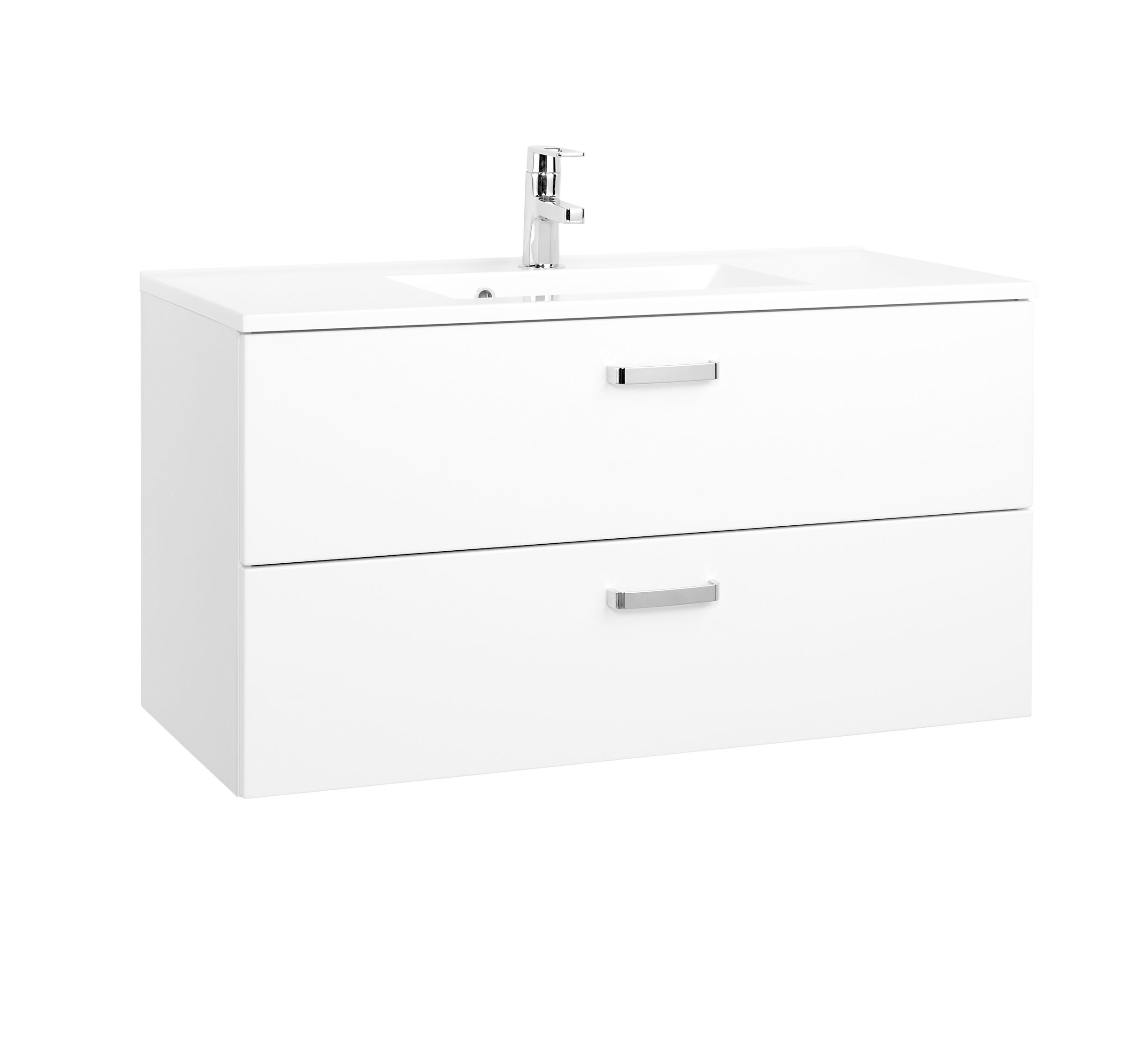 Meuble vasque Bobbi 100cm avec 2 tiroirs et vasque céramique - blanc - Image 7