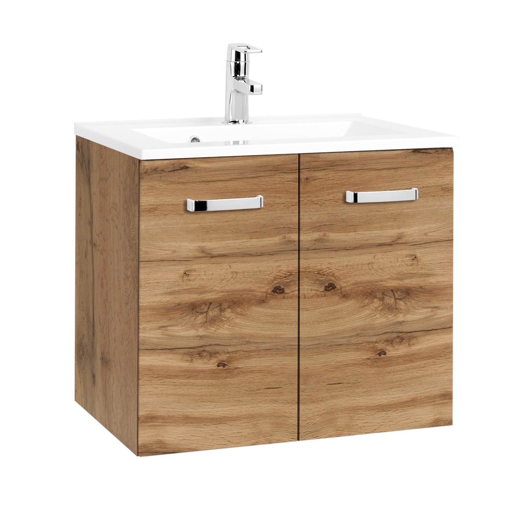 Meuble vasque Bobbi 60cm 2 portes - chêne