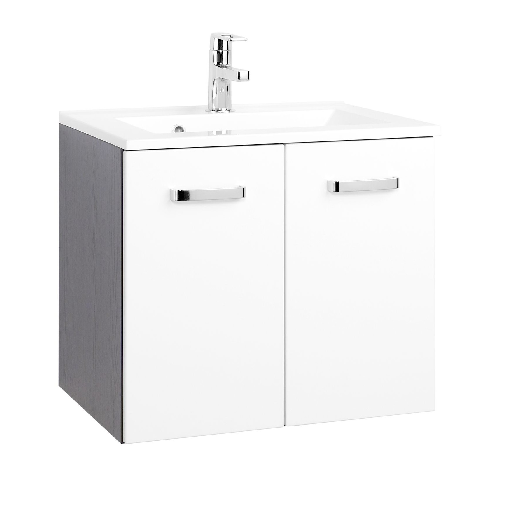 Meuble vasque Bobbi 60cm 2 portes - graphite/blanc brillant - Image 1