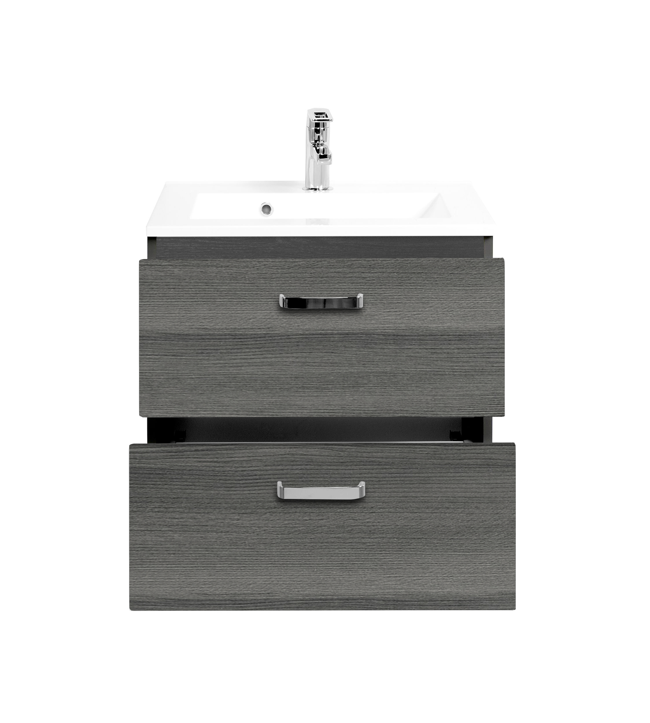 Meuble vasque Bobbi 60cm 2 tiroirs - graphite/chêne gris - Image 6