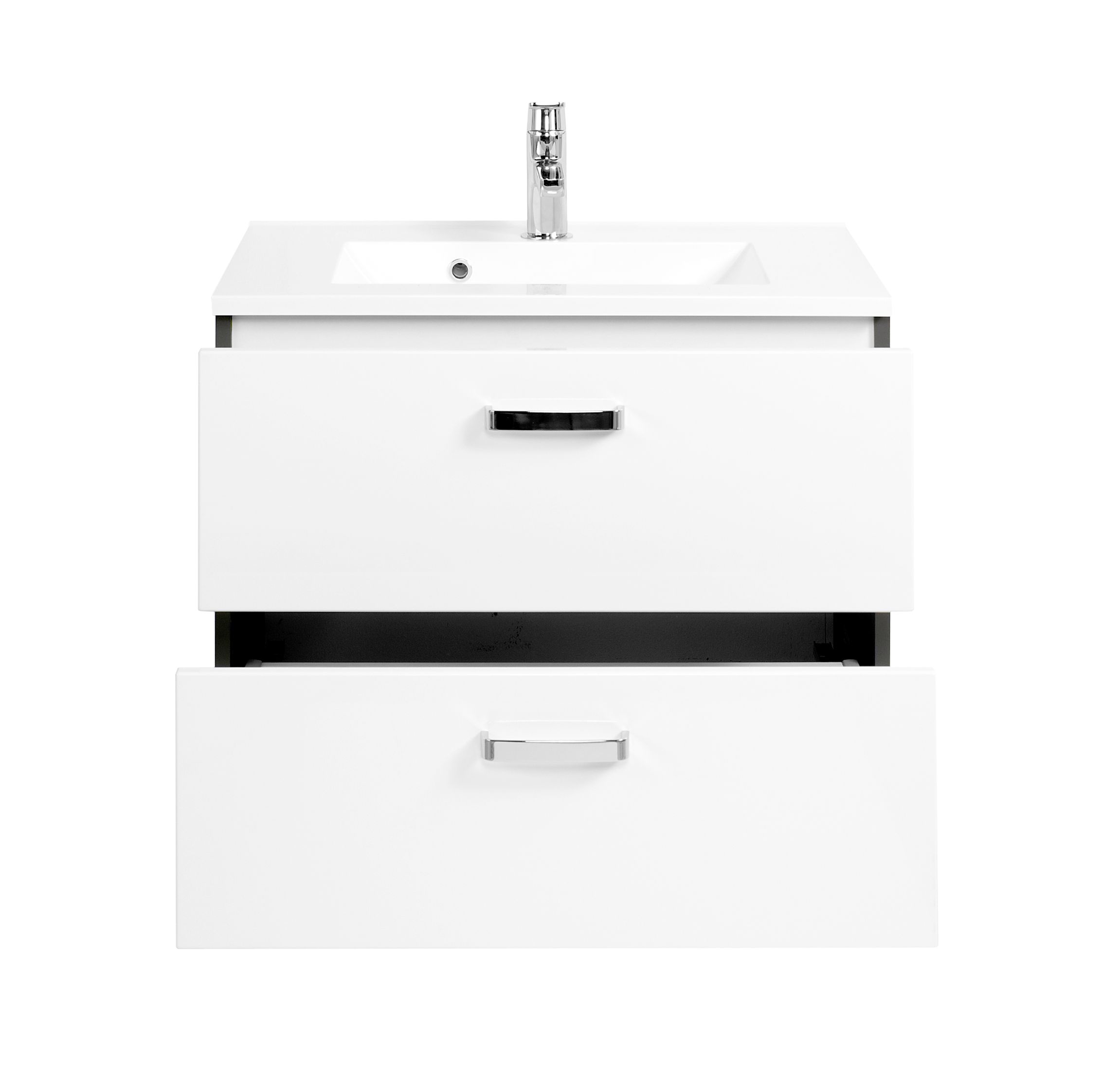 Meuble vasque Bobbi 70cm 2 tiroirs - graphite/blanc brillant - Image 4