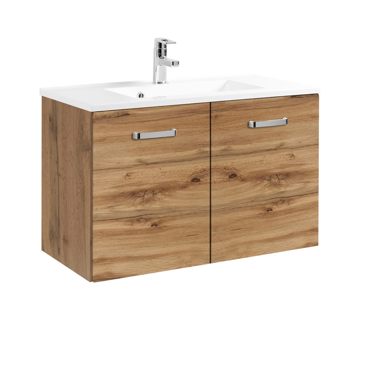 Meuble vasque Bobbi 80cm 2 portes - chêne