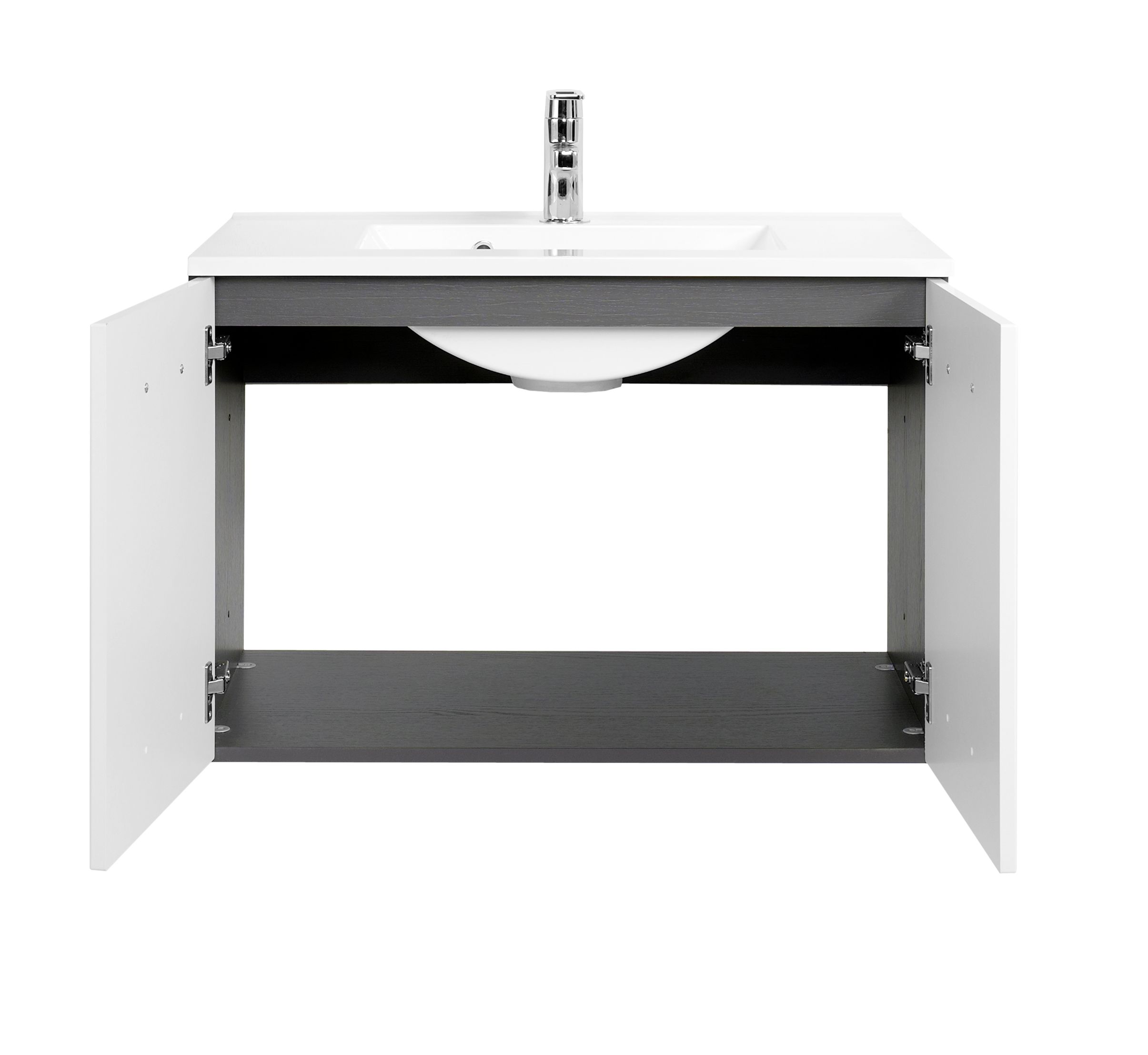 Meuble vasque Bobbi 80cm 2 portes - graphite/blanc brillant - Image 4