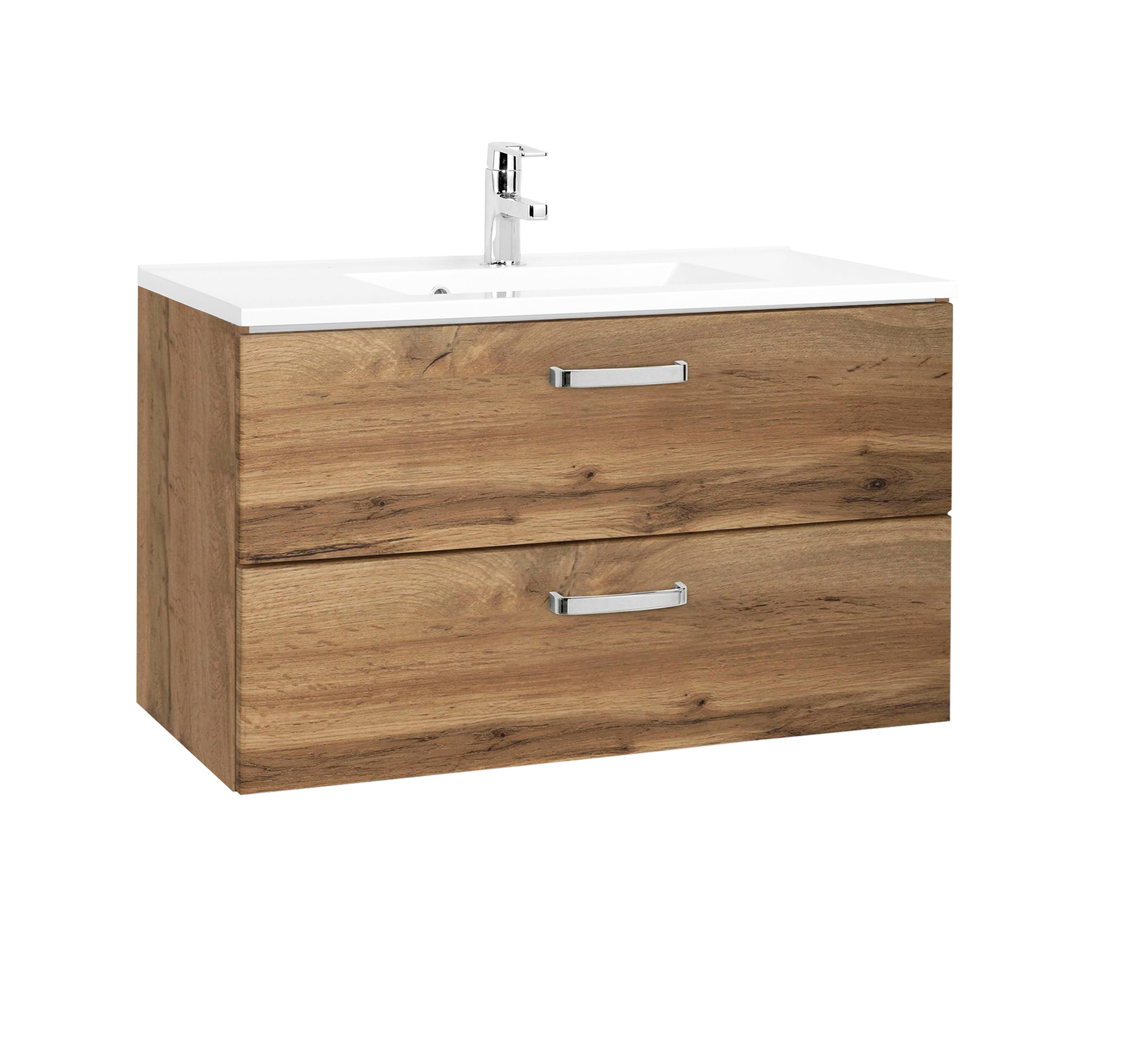 Meuble vasque Bobbi 80cm 2 tiroirs - chêne - Image 7